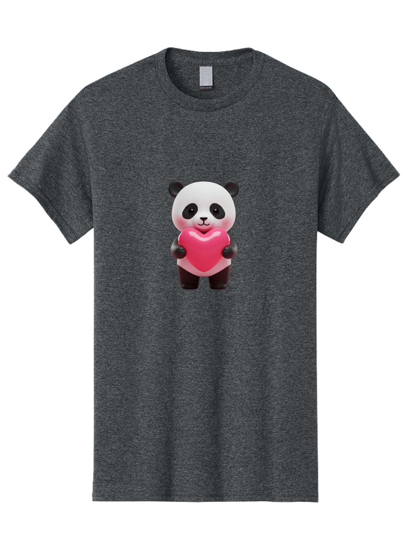 Panda-Hugging-Heart Men'S Graphic Tee, 100% Cotton, Comfortable Casual Summer Wear, Machine Washable, Cute Panda Holding Heart, Adorable Cartoon Character, Pink Heart Symbol, Love And Affection, Black And White Panda Bear, Bae602 6