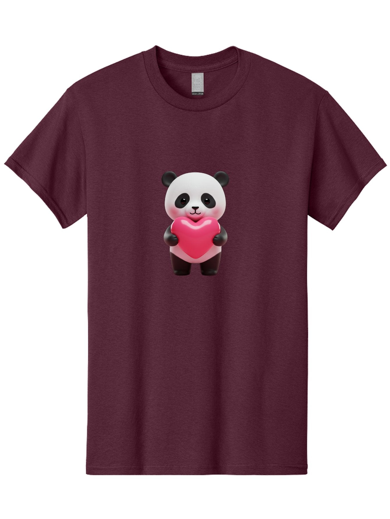 Panda-Hugging-Heart Men'S Graphic Tee, 100% Cotton, Comfortable Casual Summer Wear, Machine Washable, Cute Panda Holding Heart, Adorable Cartoon Character, Pink Heart Symbol, Love And Affection, Black And White Panda Bear, Bae602 8
