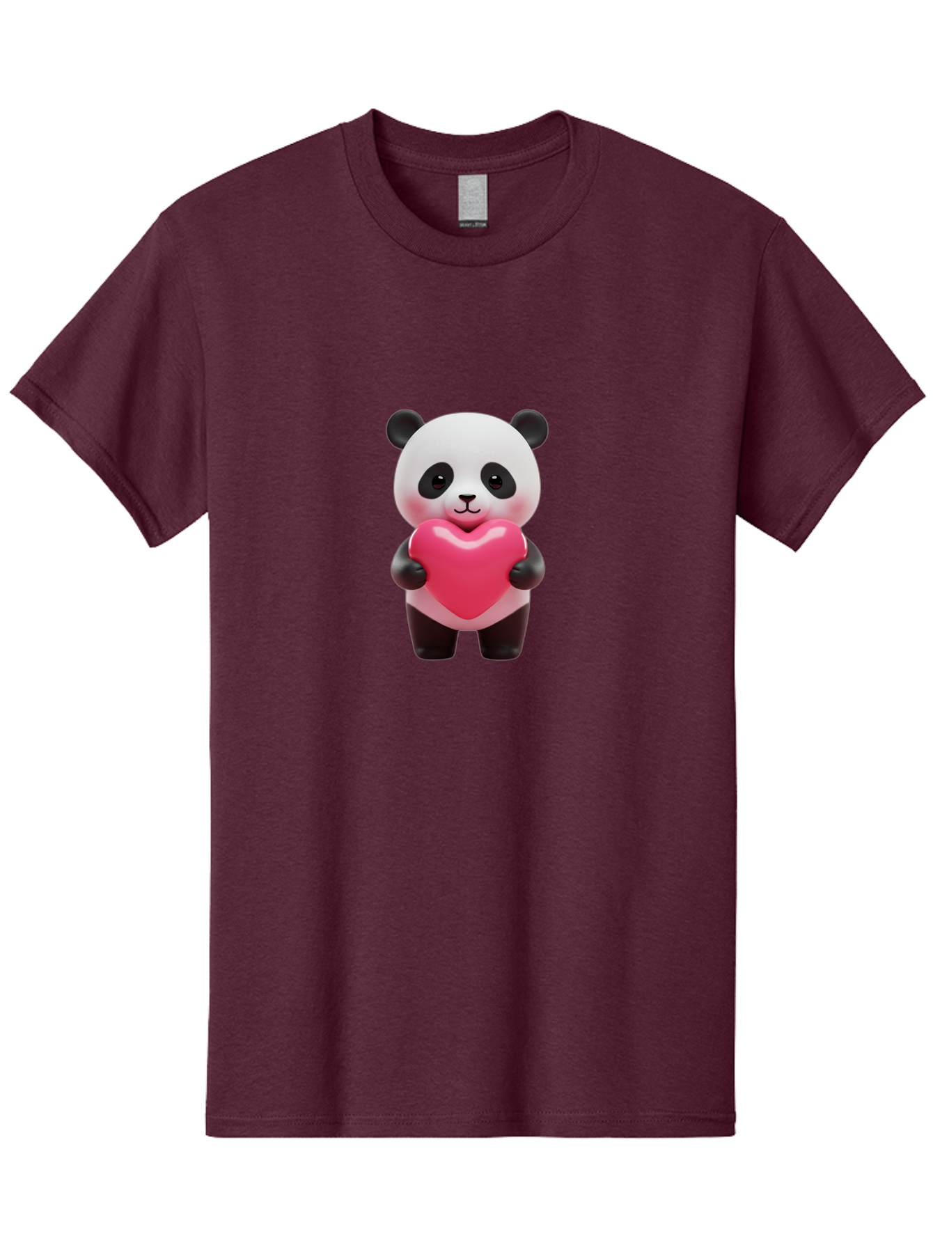 Panda-Hugging-Heart Men'S Graphic Tee, 100% Cotton, Comfortable Casual Summer Wear, Machine Washable, Cute Panda Holding Heart, Adorable Cartoon Character, Pink Heart Symbol, Love And Affection, Black And White Panda Bear, Bae602 6