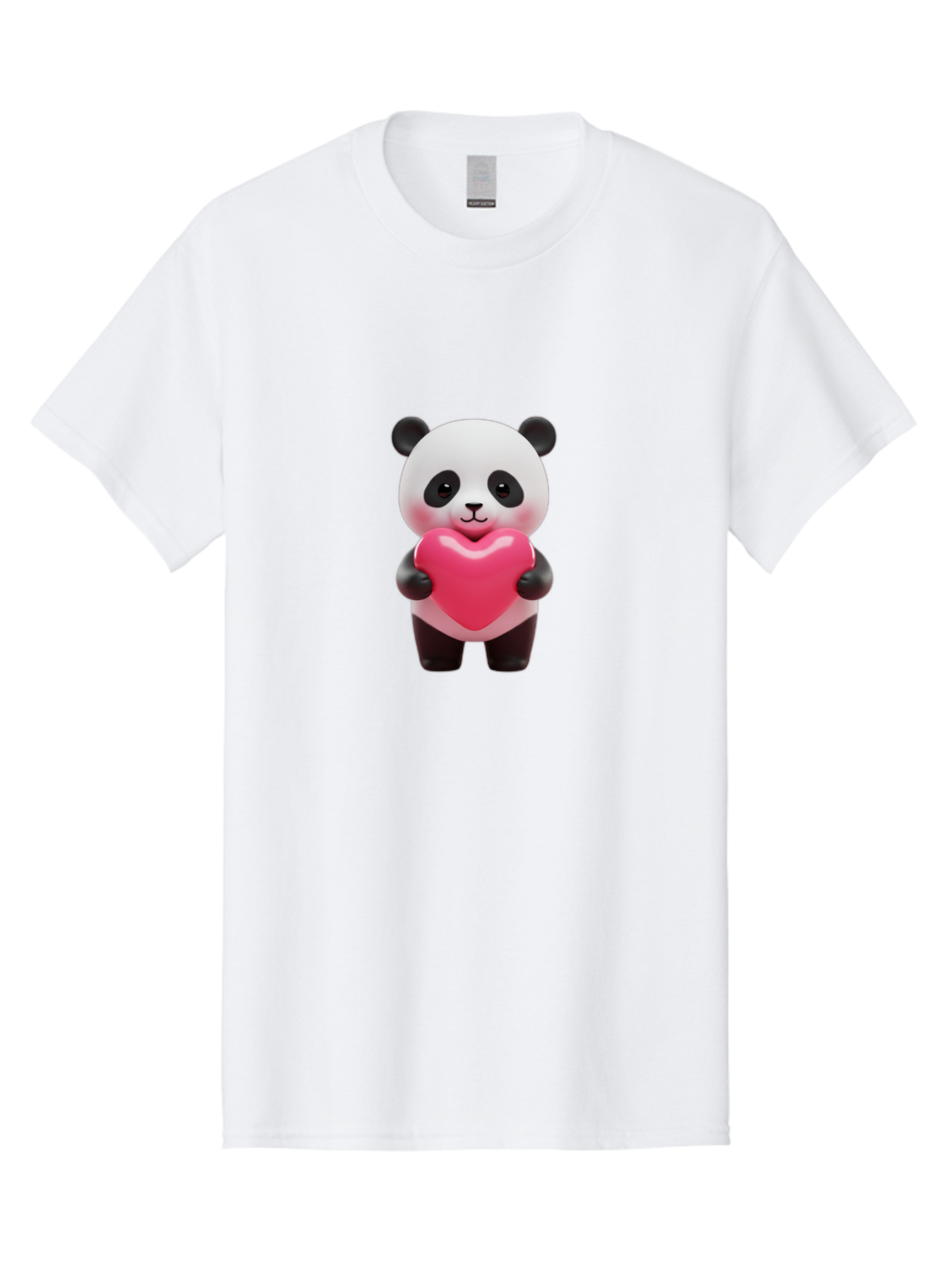 Panda-Hugging-Heart Men'S Graphic Tee, 100% Cotton, Comfortable Casual Summer Wear, Machine Washable, Cute Panda Holding Heart, Adorable Cartoon Character, Pink Heart Symbol, Love And Affection, Black And White Panda Bear, Bae602 10