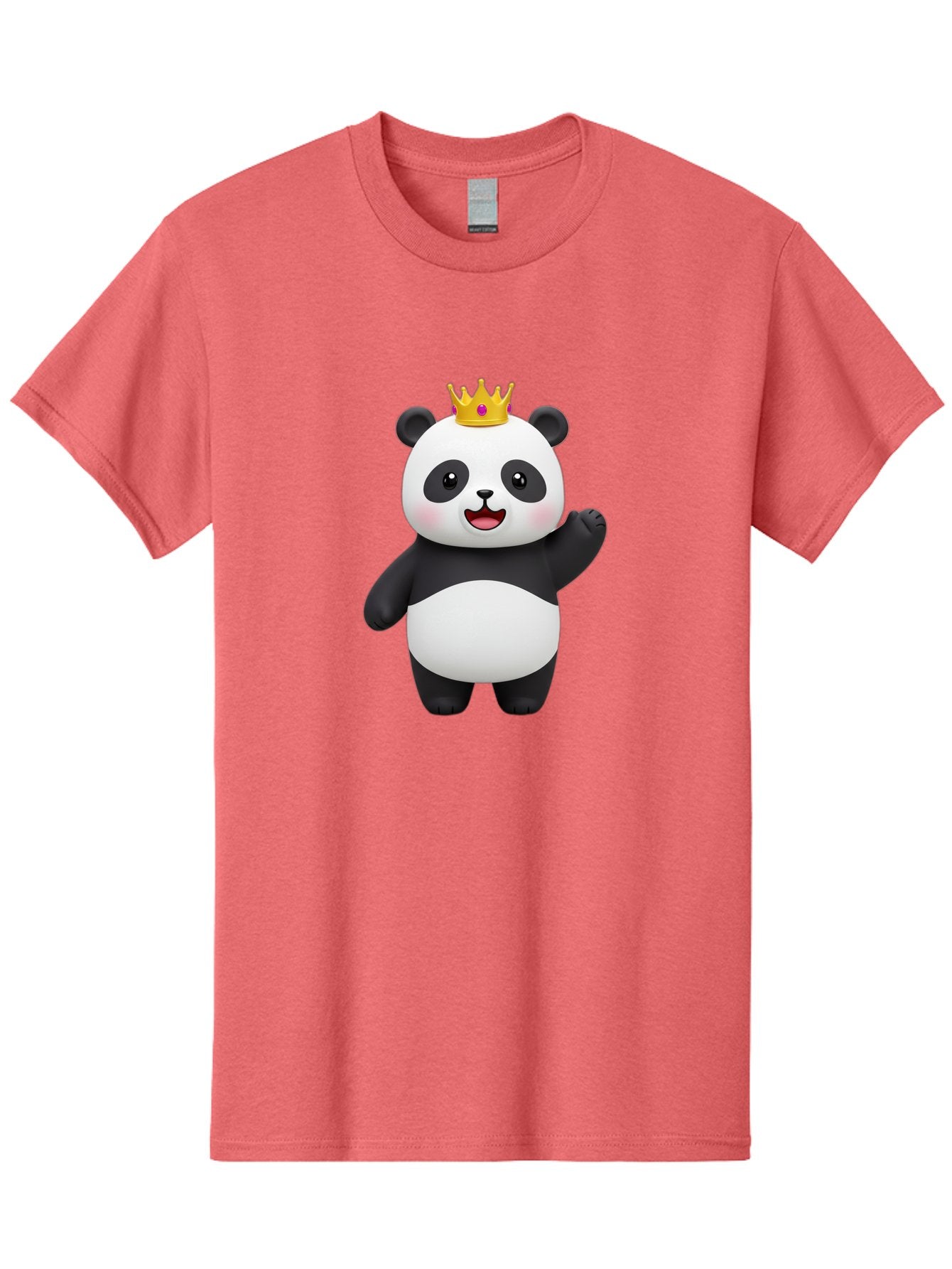 Panda-King Men'S Graphic Tee, 100% Cotton, Comfortable Casual Summer Wear, Machine Washable, Cartoon Panda Bear, Waving Gesture, Golden Crown, Royal Treatment, Cute Expression, Adorable Character, 3D Illustration, Panda With Crown, Bae603 10
