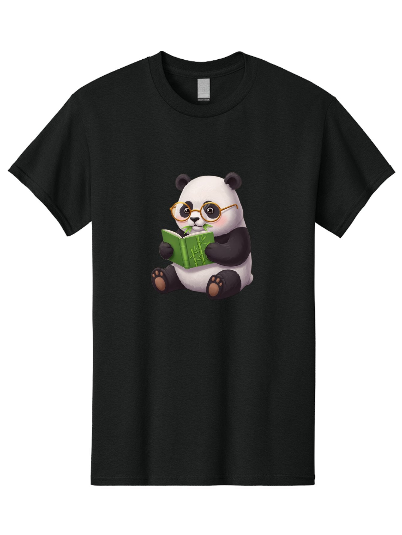 Panda-Reading Men'S Graphic Tee, 100% Cotton, Comfortable Casual Summer Wear, Machine Washable, Cartoon Panda, Reading A Book, Glasses, Cute Animal, Bamboo, Playful Illustration, Relaxed Atmosphere, Fun Character, Adorable Bae604 8