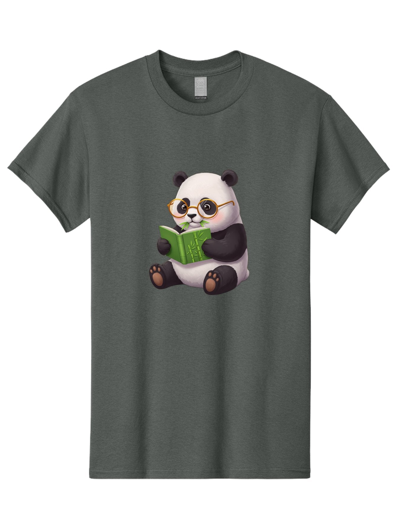 Panda-Reading Men'S Graphic Tee, 100% Cotton, Comfortable Casual Summer Wear, Machine Washable, Cartoon Panda, Reading A Book, Glasses, Cute Animal, Bamboo, Playful Illustration, Relaxed Atmosphere, Fun Character, Adorable Bae604 15