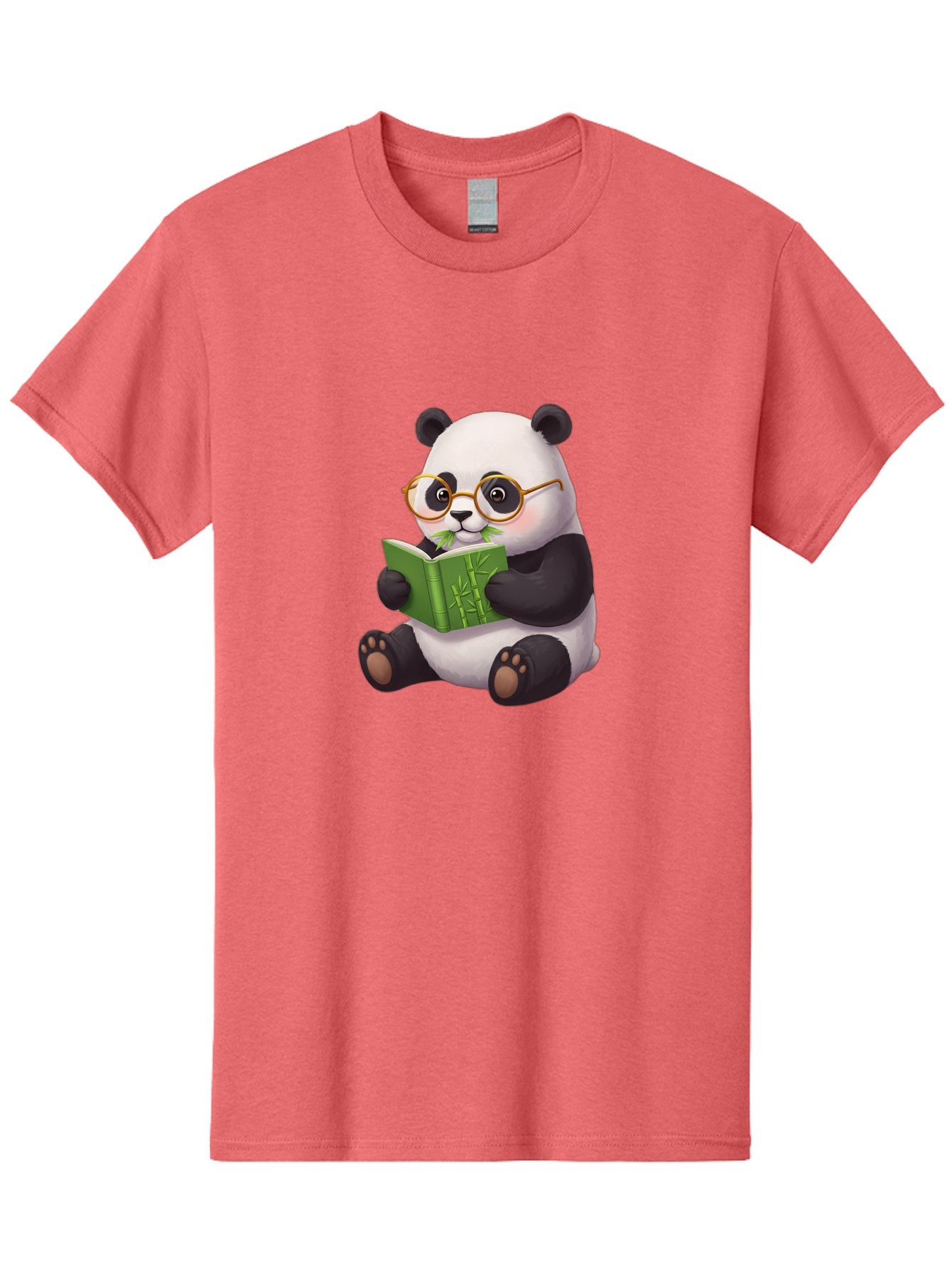 Panda-Reading Men'S Graphic Tee, 100% Cotton, Comfortable Casual Summer Wear, Machine Washable, Cartoon Panda, Reading A Book, Glasses, Cute Animal, Bamboo, Playful Illustration, Relaxed Atmosphere, Fun Character, Adorable Bae604 6