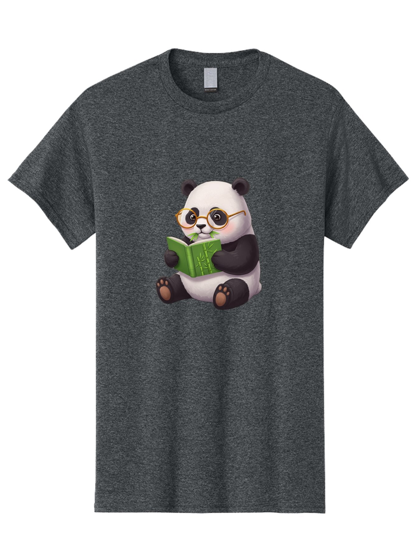 Panda-Reading Men'S Graphic Tee, 100% Cotton, Comfortable Casual Summer Wear, Machine Washable, Cartoon Panda, Reading A Book, Glasses, Cute Animal, Bamboo, Playful Illustration, Relaxed Atmosphere, Fun Character, Adorable Bae604 10