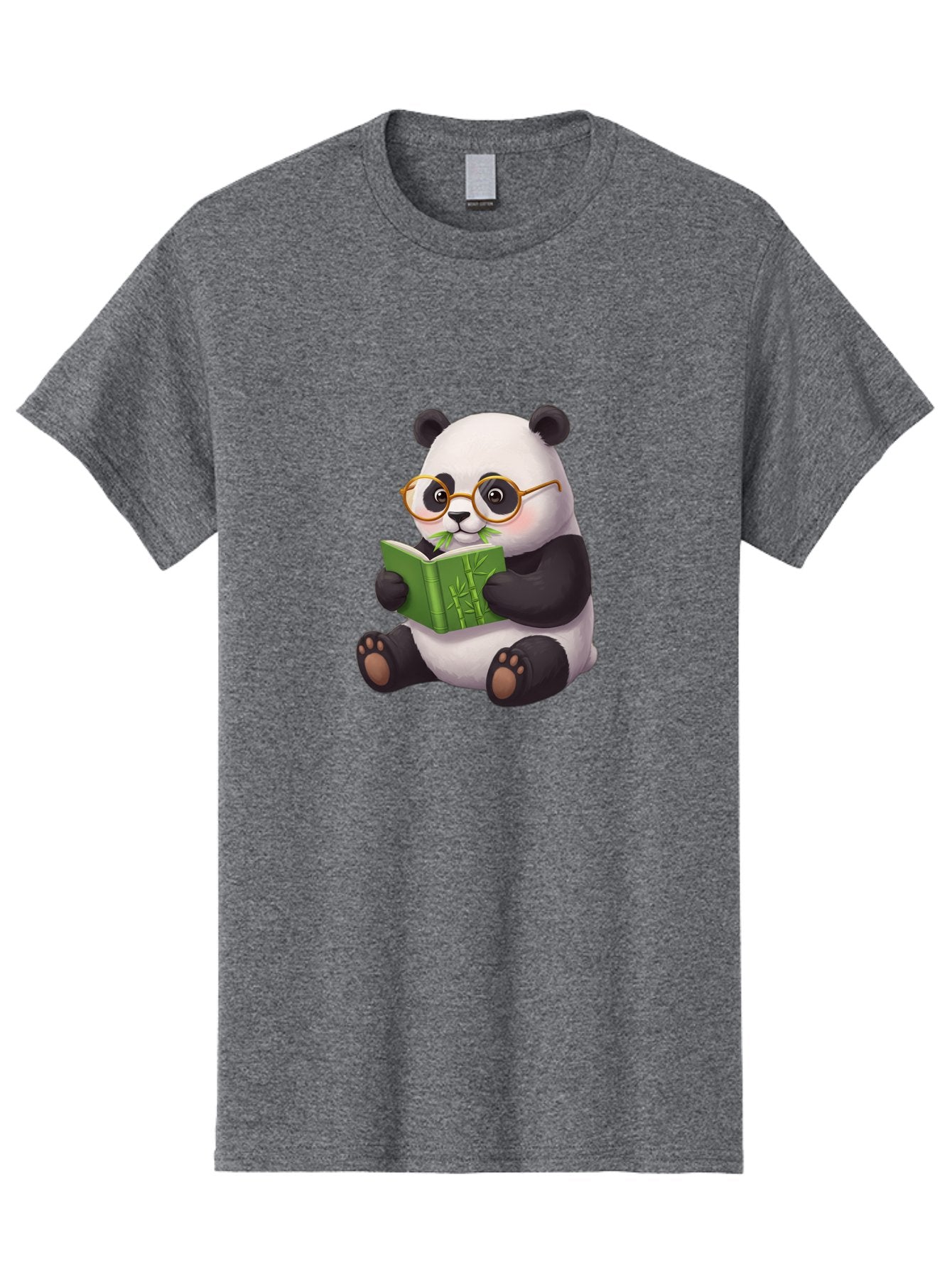 Panda-Reading Men'S Graphic Tee, 100% Cotton, Comfortable Casual Summer Wear, Machine Washable, Cartoon Panda, Reading A Book, Glasses, Cute Animal, Bamboo, Playful Illustration, Relaxed Atmosphere, Fun Character, Adorable Bae604 13