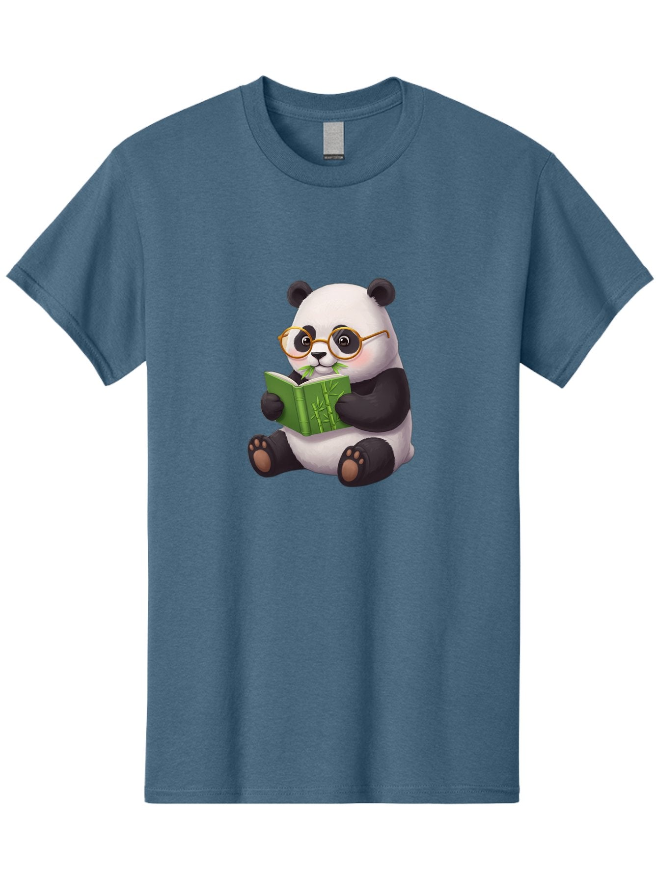 Panda-Reading Men'S Graphic Tee, 100% Cotton, Comfortable Casual Summer Wear, Machine Washable, Cartoon Panda, Reading A Book, Glasses, Cute Animal, Bamboo, Playful Illustration, Relaxed Atmosphere, Fun Character, Adorable Bae604 14
