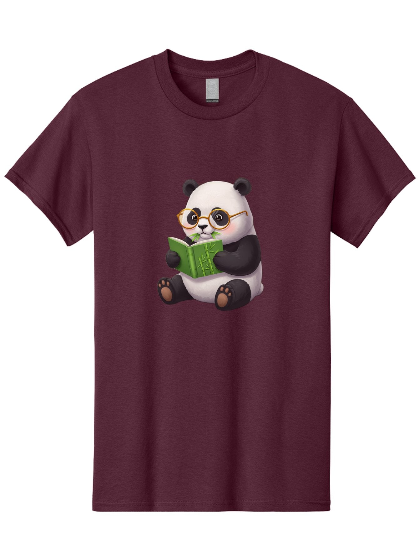 Panda-Reading Men'S Graphic Tee, 100% Cotton, Comfortable Casual Summer Wear, Machine Washable, Cartoon Panda, Reading A Book, Glasses, Cute Animal, Bamboo, Playful Illustration, Relaxed Atmosphere, Fun Character, Adorable Bae604 4