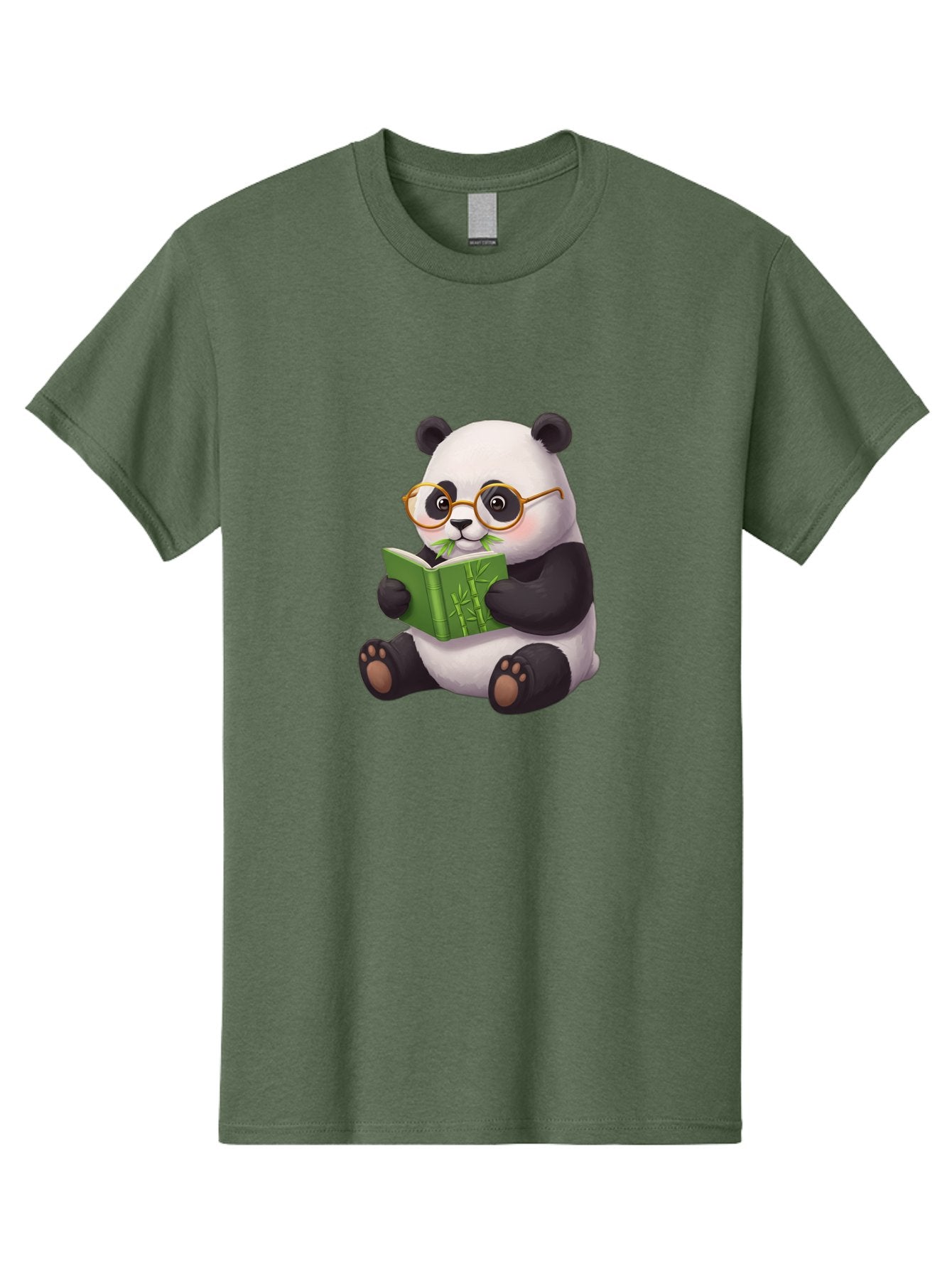 Panda-Reading Men'S Graphic Tee, 100% Cotton, Comfortable Casual Summer Wear, Machine Washable, Cartoon Panda, Reading A Book, Glasses, Cute Animal, Bamboo, Playful Illustration, Relaxed Atmosphere, Fun Character, Adorable Bae604 11