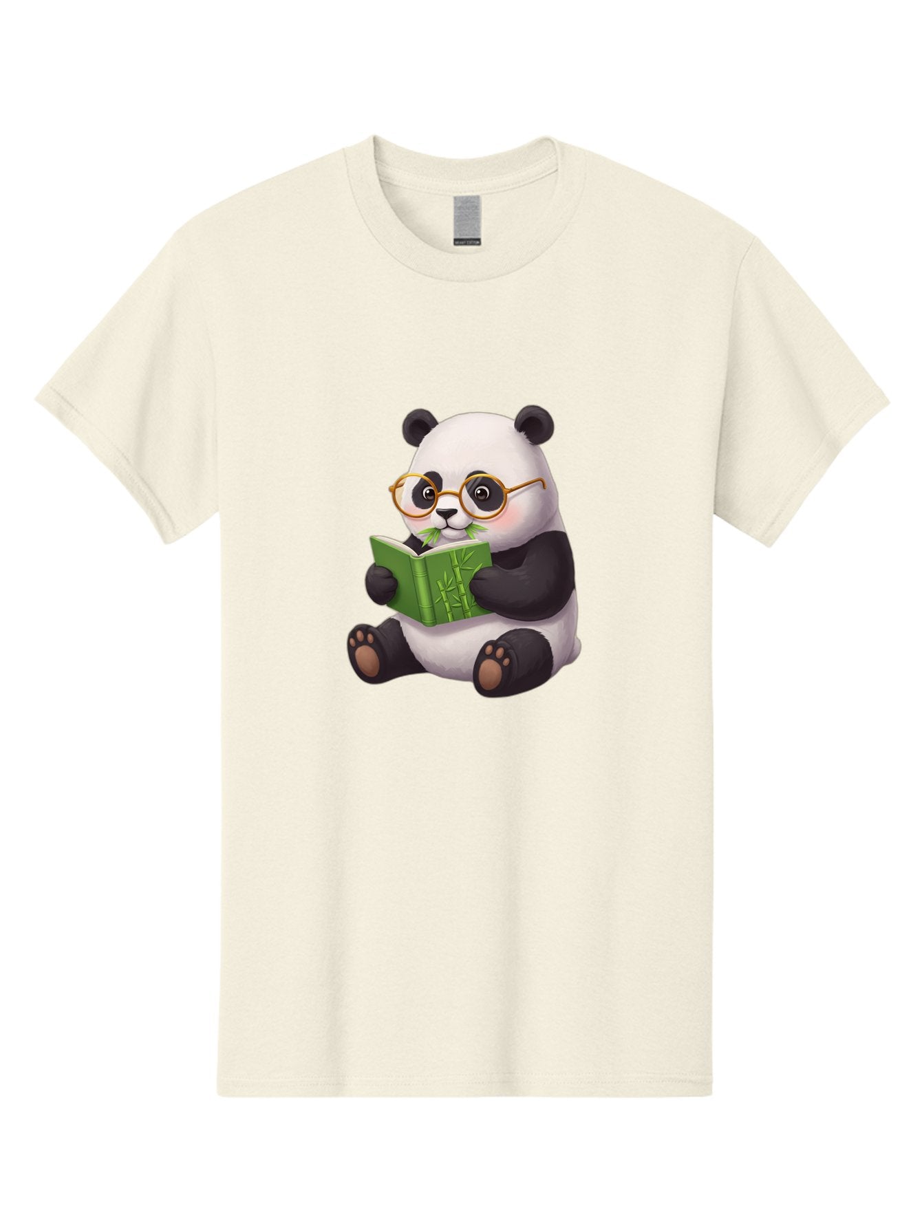 Panda-Reading Men'S Graphic Tee, 100% Cotton, Comfortable Casual Summer Wear, Machine Washable, Cartoon Panda, Reading A Book, Glasses, Cute Animal, Bamboo, Playful Illustration, Relaxed Atmosphere, Fun Character, Adorable Bae604 7