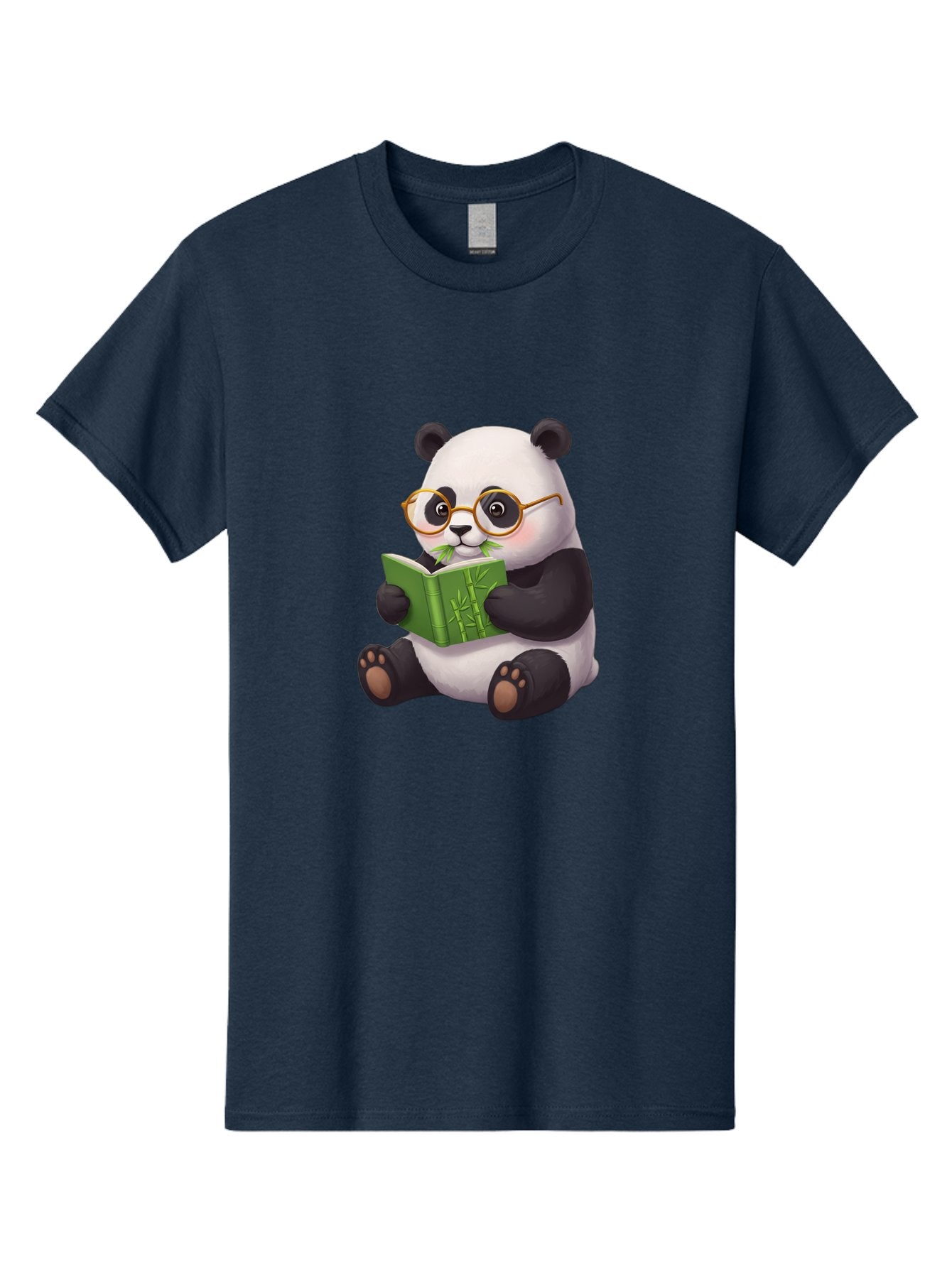 Panda-Reading Men'S Graphic Tee, 100% Cotton, Comfortable Casual Summer Wear, Machine Washable, Cartoon Panda, Reading A Book, Glasses, Cute Animal, Bamboo, Playful Illustration, Relaxed Atmosphere, Fun Character, Adorable Bae604 12