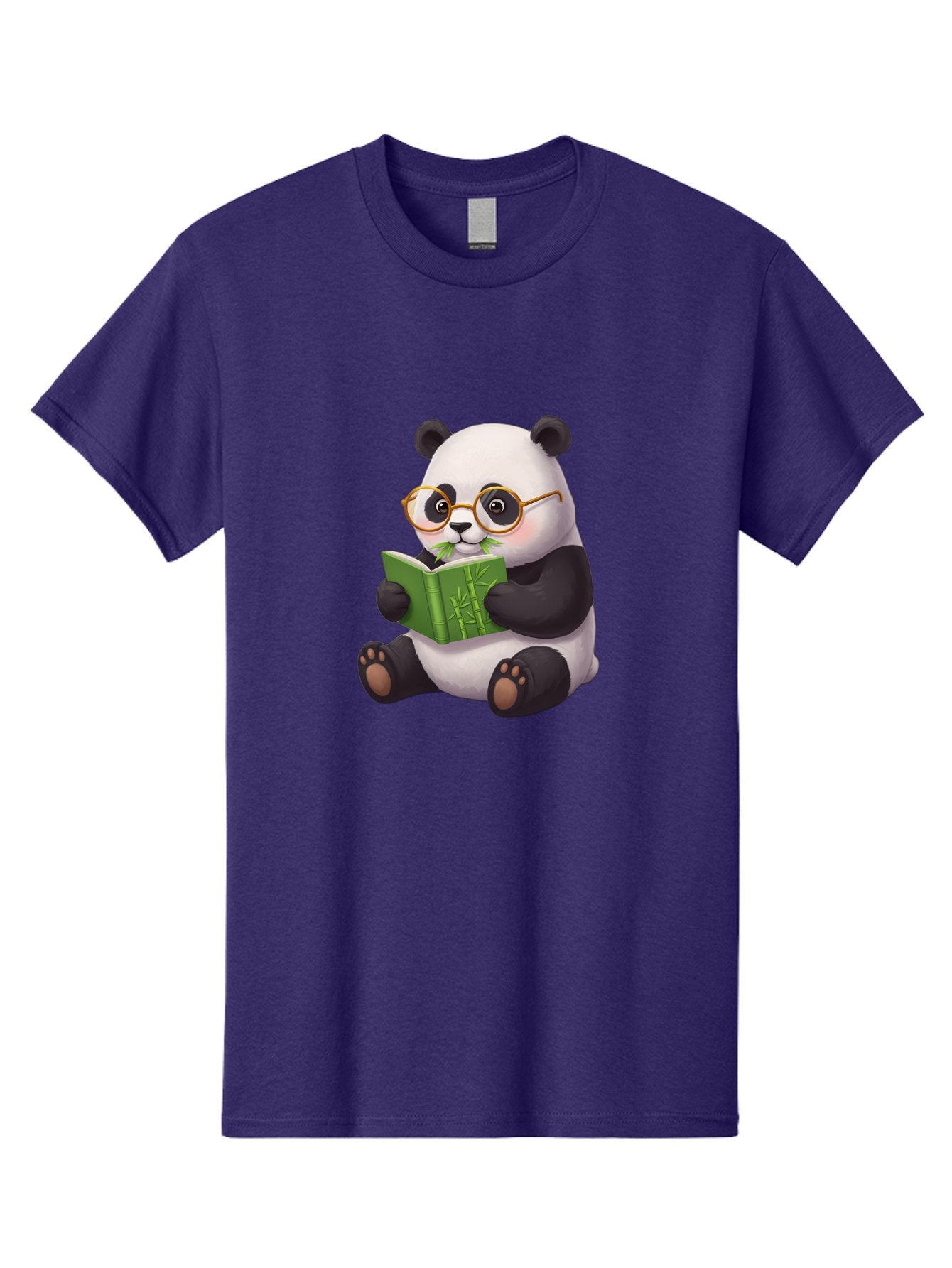 Panda-Reading Men'S Graphic Tee, 100% Cotton, Comfortable Casual Summer Wear, Machine Washable, Cartoon Panda, Reading A Book, Glasses, Cute Animal, Bamboo, Playful Illustration, Relaxed Atmosphere, Fun Character, Adorable Bae604 9