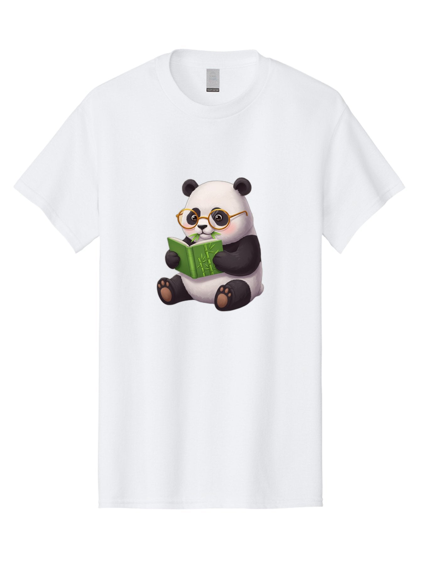 Panda-Reading Men'S Graphic Tee, 100% Cotton, Comfortable Casual Summer Wear, Machine Washable, Cartoon Panda, Reading A Book, Glasses, Cute Animal, Bamboo, Playful Illustration, Relaxed Atmosphere, Fun Character, Adorable Bae604 3