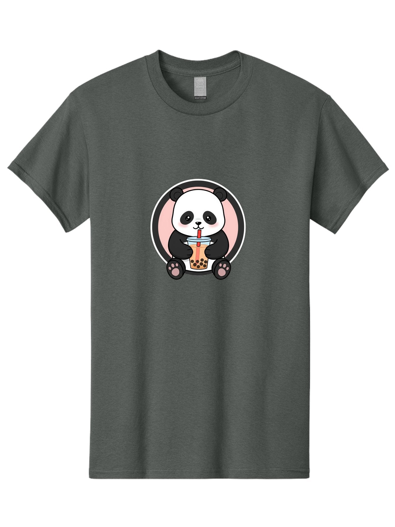 Panda-Sipping-Bubble-Tea Men'S Graphic Tee, 100% Cotton, Comfortable Casual Summer Wear, Machine Washable, Cartoon Panda, Dj Headphones, Bubble Tea, Milk Tea, Boba Drink, Kawaii Character, Cute Animal, Fun Design, Playful Illustration, Bae605