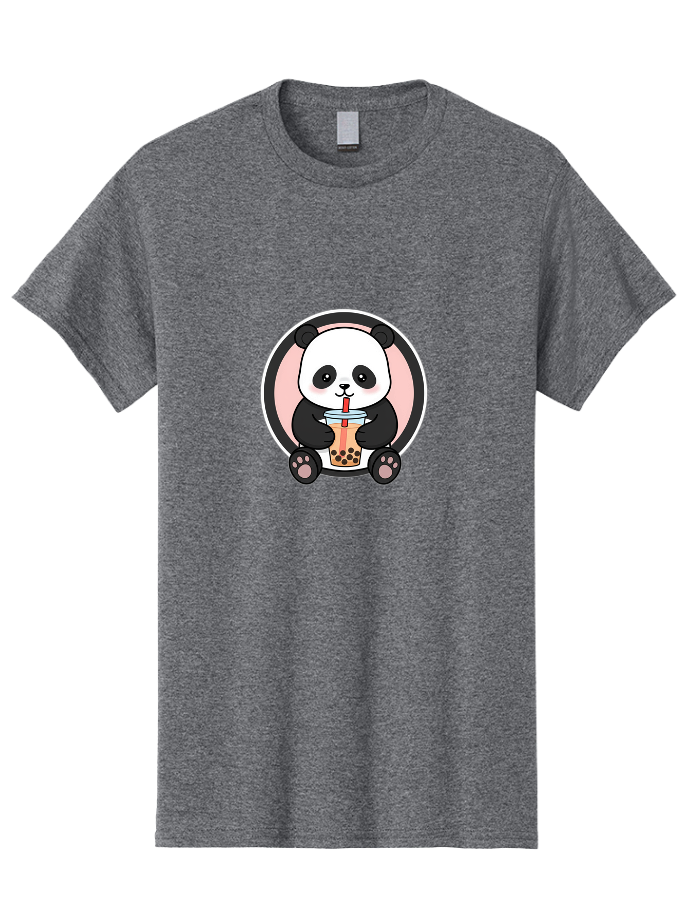 Panda-Sipping-Bubble-Tea Men'S Graphic Tee, 100% Cotton, Comfortable Casual Summer Wear, Machine Washable, Cartoon Panda, Dj Headphones, Bubble Tea, Milk Tea, Boba Drink, Kawaii Character, Cute Animal, Fun Design, Playful Illustration, Bae605