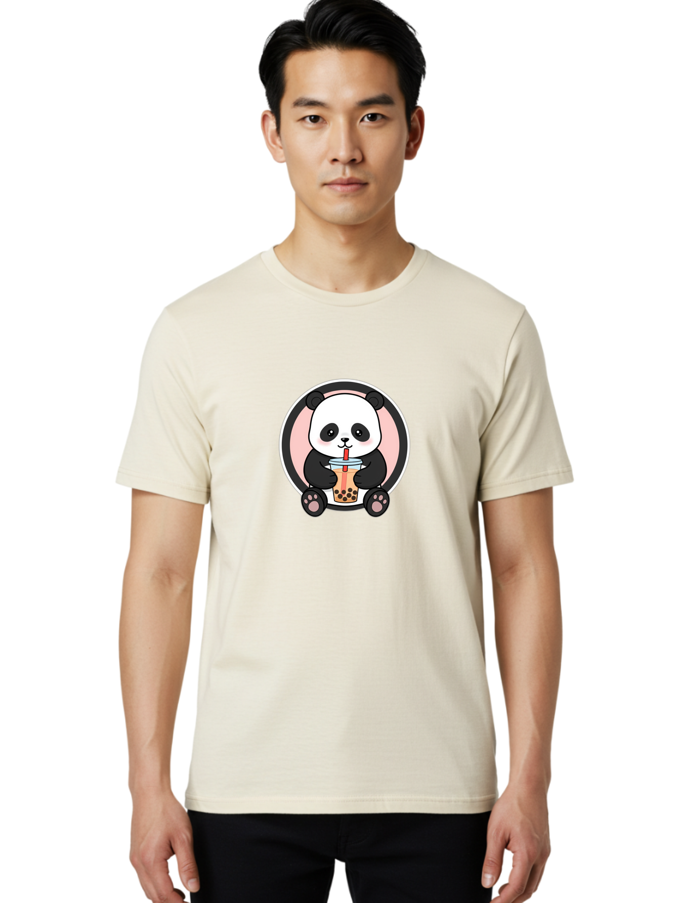 Panda-Sipping-Bubble-Tea Men'S Graphic Tee, 100% Cotton, Comfortable Casual Summer Wear, Machine Washable, Cartoon Panda, Dj Headphones, Bubble Tea, Milk Tea, Boba Drink, Kawaii Character, Cute Animal, Fun Design, Playful Illustration, Bae605 28