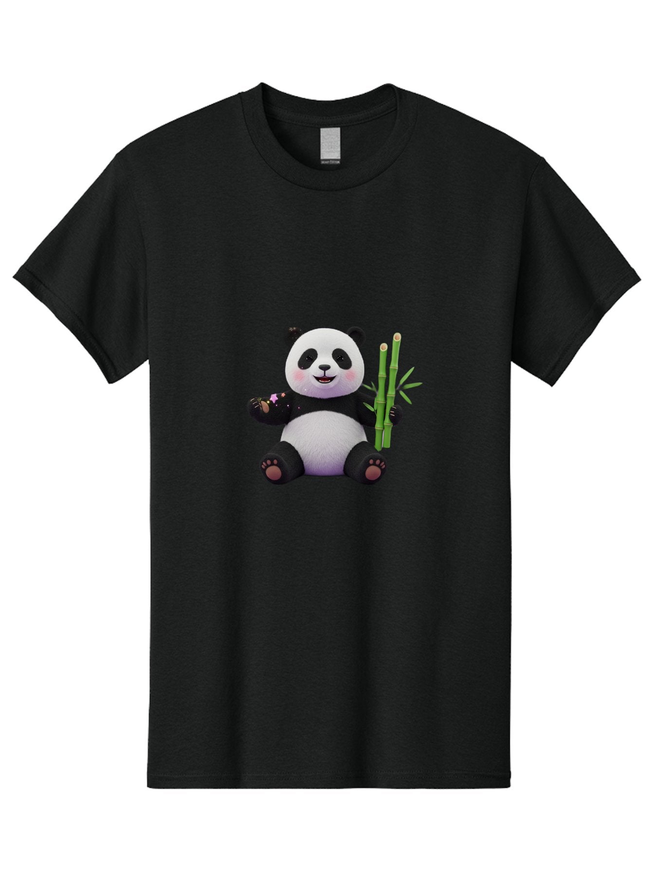 Panda-With-Bamboo-1 Men'S Graphic Tee, 100% Cotton, Comfortable Casual Summer Wear, Machine Washable, Cartoon Panda, Adorable Bear, Black And White Fur, Cute Expression, Bamboo Shoots, Sushi Roll, Funny Character, Playful Design, Kawaii Style Bae606 4