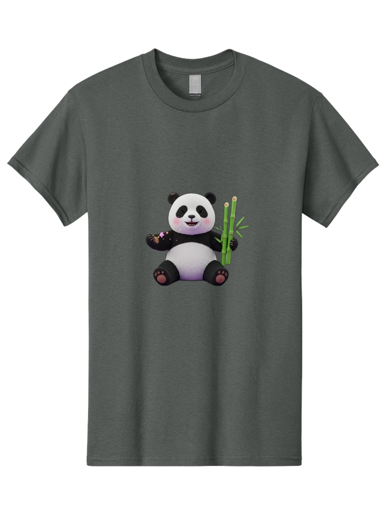 Panda-With-Bamboo-1 Men'S Graphic Tee, 100% Cotton, Comfortable Casual Summer Wear, Machine Washable, Cartoon Panda, Adorable Bear, Black And White Fur, Cute Expression, Bamboo Shoots, Sushi Roll, Funny Character, Playful Design, Kawaii Style Bae606 9