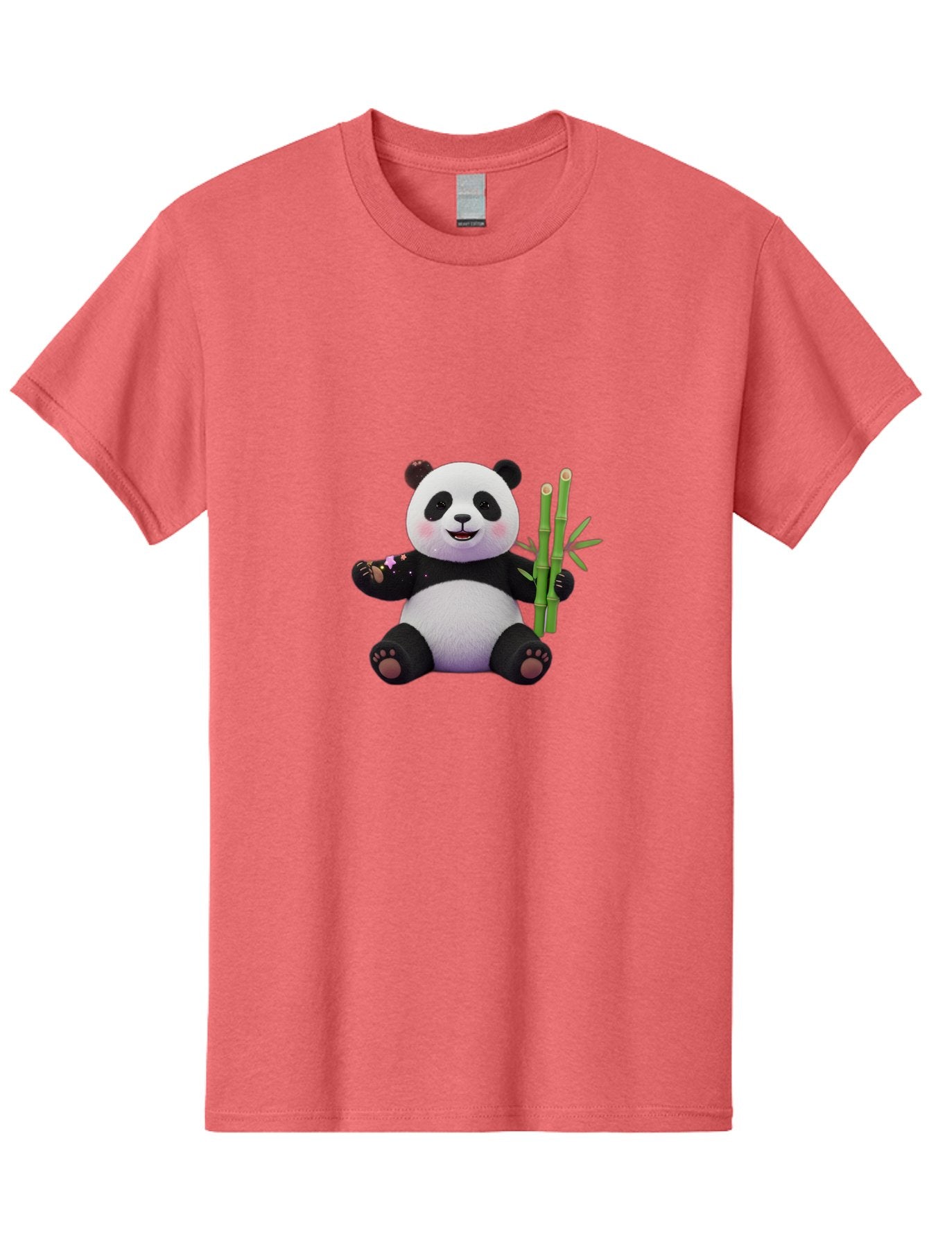 Panda-With-Bamboo-1 Men'S Graphic Tee, 100% Cotton, Comfortable Casual Summer Wear, Machine Washable, Cartoon Panda, Adorable Bear, Black And White Fur, Cute Expression, Bamboo Shoots, Sushi Roll, Funny Character, Playful Design, Kawaii Style Bae606 10