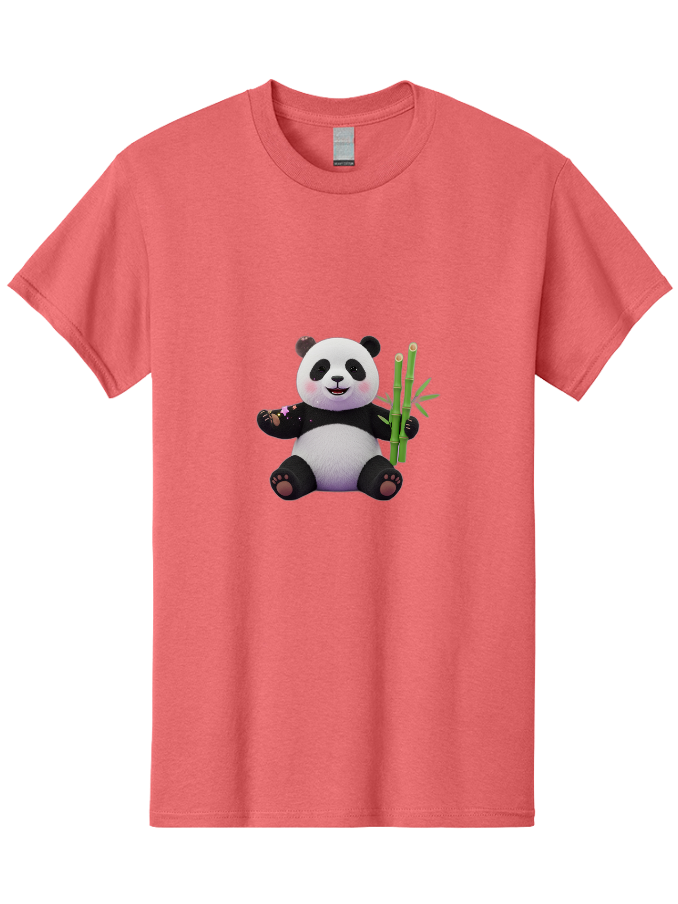 Panda-With-Bamboo-1 Men'S Graphic Tee, 100% Cotton, Comfortable Casual Summer Wear, Machine Washable, Cartoon Panda, Adorable Bear, Black And White Fur, Cute Expression, Bamboo Shoots, Sushi Roll, Funny Character, Playful Design, Kawaii Style Bae606 14