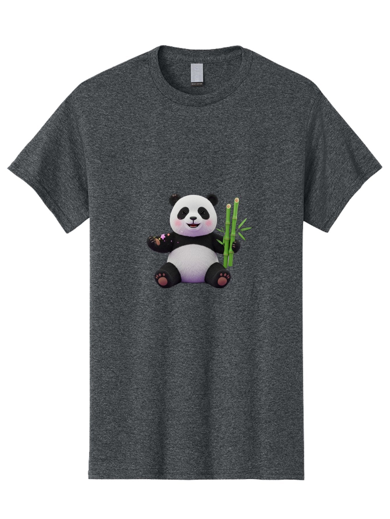 Panda-With-Bamboo-1 Men'S Graphic Tee, 100% Cotton, Comfortable Casual Summer Wear, Machine Washable, Cartoon Panda, Adorable Bear, Black And White Fur, Cute Expression, Bamboo Shoots, Sushi Roll, Funny Character, Playful Design, Kawaii Style Bae606 7