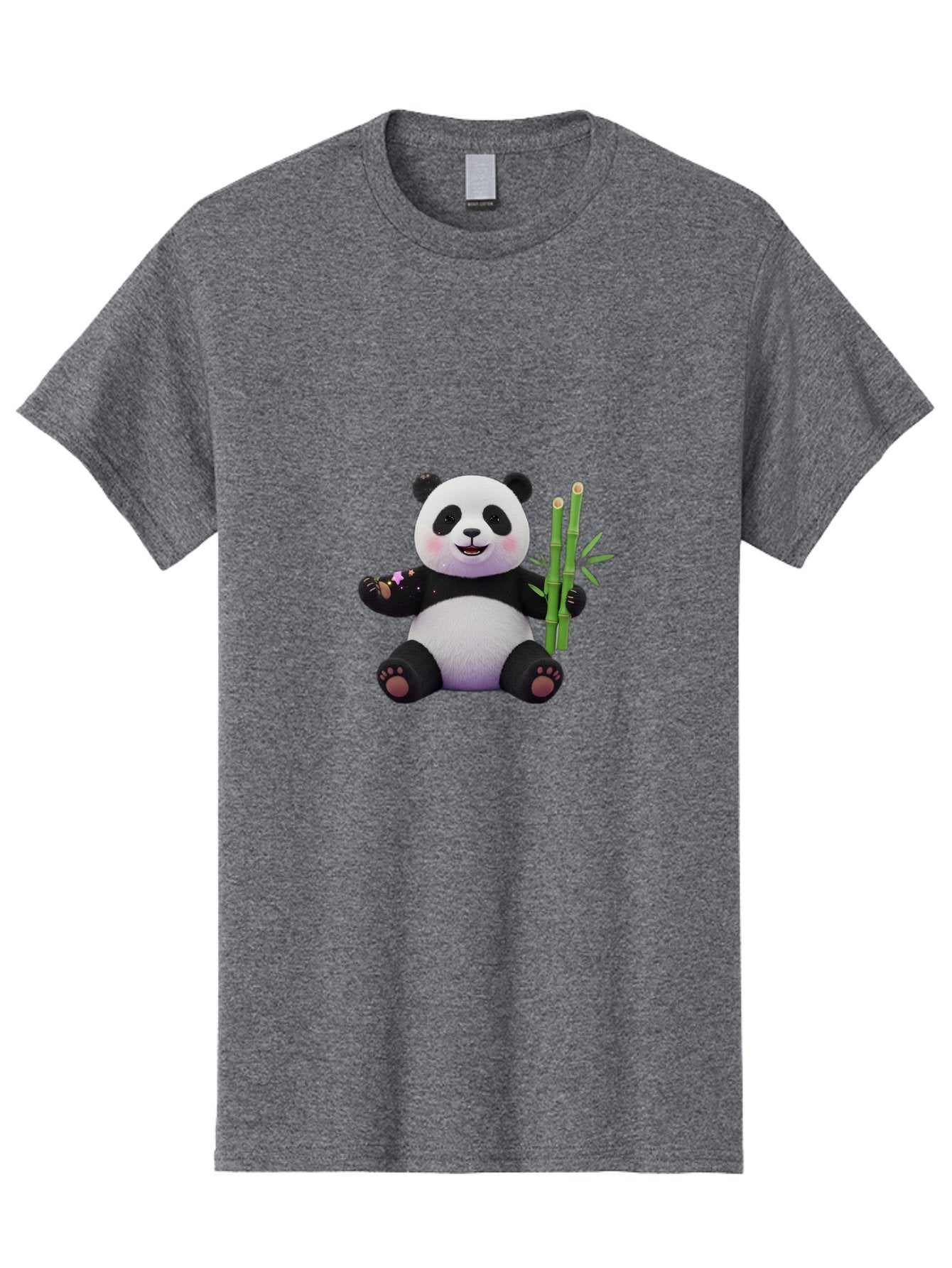 Panda-With-Bamboo-1 Men'S Graphic Tee, 100% Cotton, Comfortable Casual Summer Wear, Machine Washable, Cartoon Panda, Adorable Bear, Black And White Fur, Cute Expression, Bamboo Shoots, Sushi Roll, Funny Character, Playful Design, Kawaii Style Bae606 5