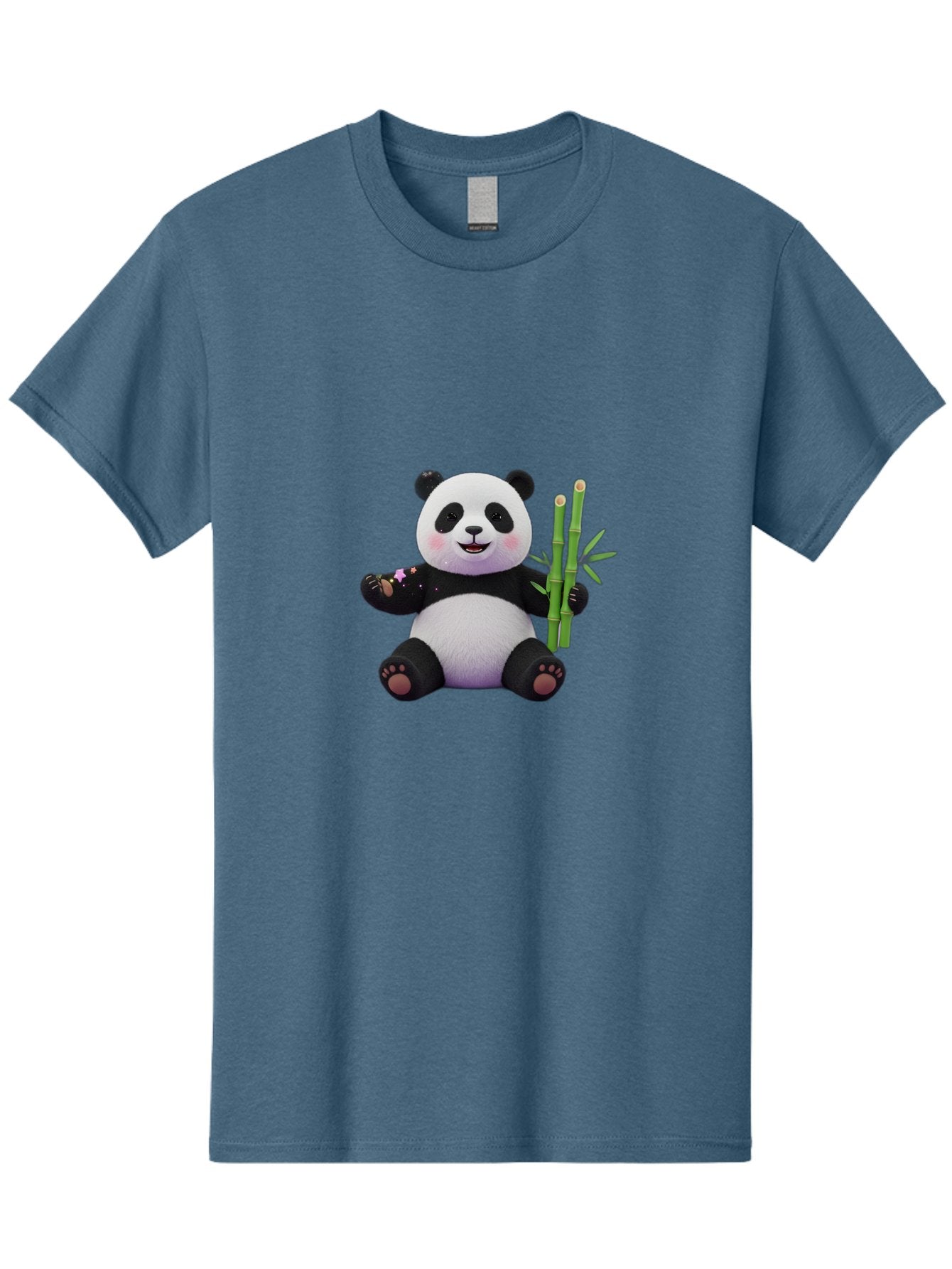 Panda-With-Bamboo-1 Men'S Graphic Tee, 100% Cotton, Comfortable Casual Summer Wear, Machine Washable, Cartoon Panda, Adorable Bear, Black And White Fur, Cute Expression, Bamboo Shoots, Sushi Roll, Funny Character, Playful Design, Kawaii Style Bae606 12