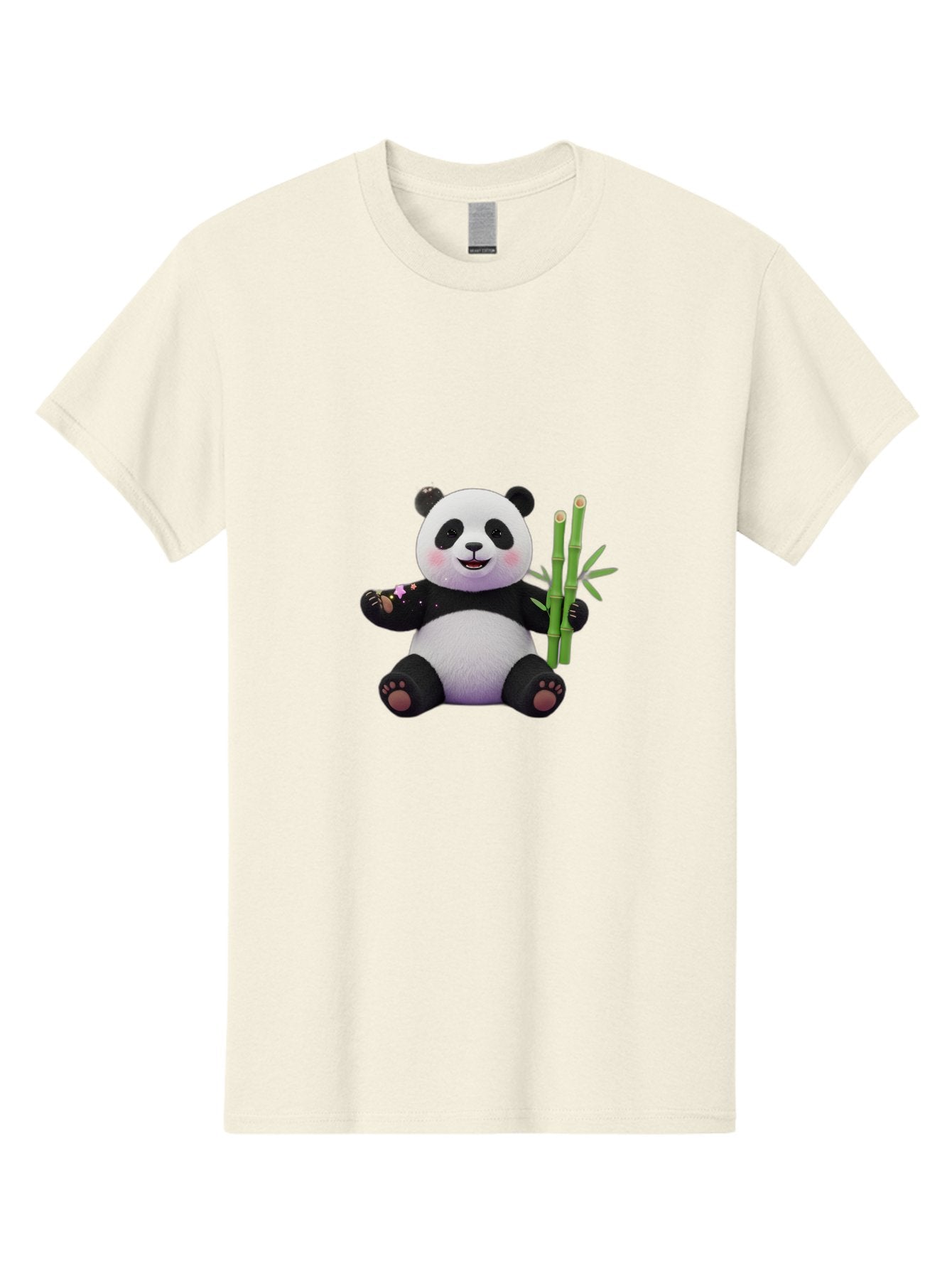 Panda-With-Bamboo-1 Men'S Graphic Tee, 100% Cotton, Comfortable Casual Summer Wear, Machine Washable, Cartoon Panda, Adorable Bear, Black And White Fur, Cute Expression, Bamboo Shoots, Sushi Roll, Funny Character, Playful Design, Kawaii Style Bae606 11
