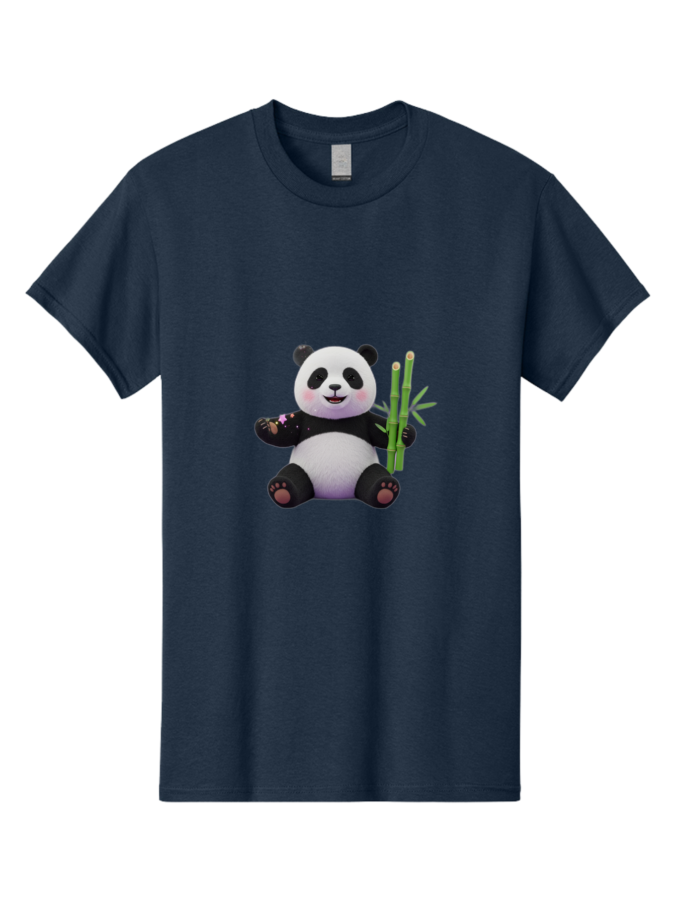 Panda-With-Bamboo-1 Men'S Graphic Tee, 100% Cotton, Comfortable Casual Summer Wear, Machine Washable, Cartoon Panda, Adorable Bear, Black And White Fur, Cute Expression, Bamboo Shoots, Sushi Roll, Funny Character, Playful Design, Kawaii Style Bae606