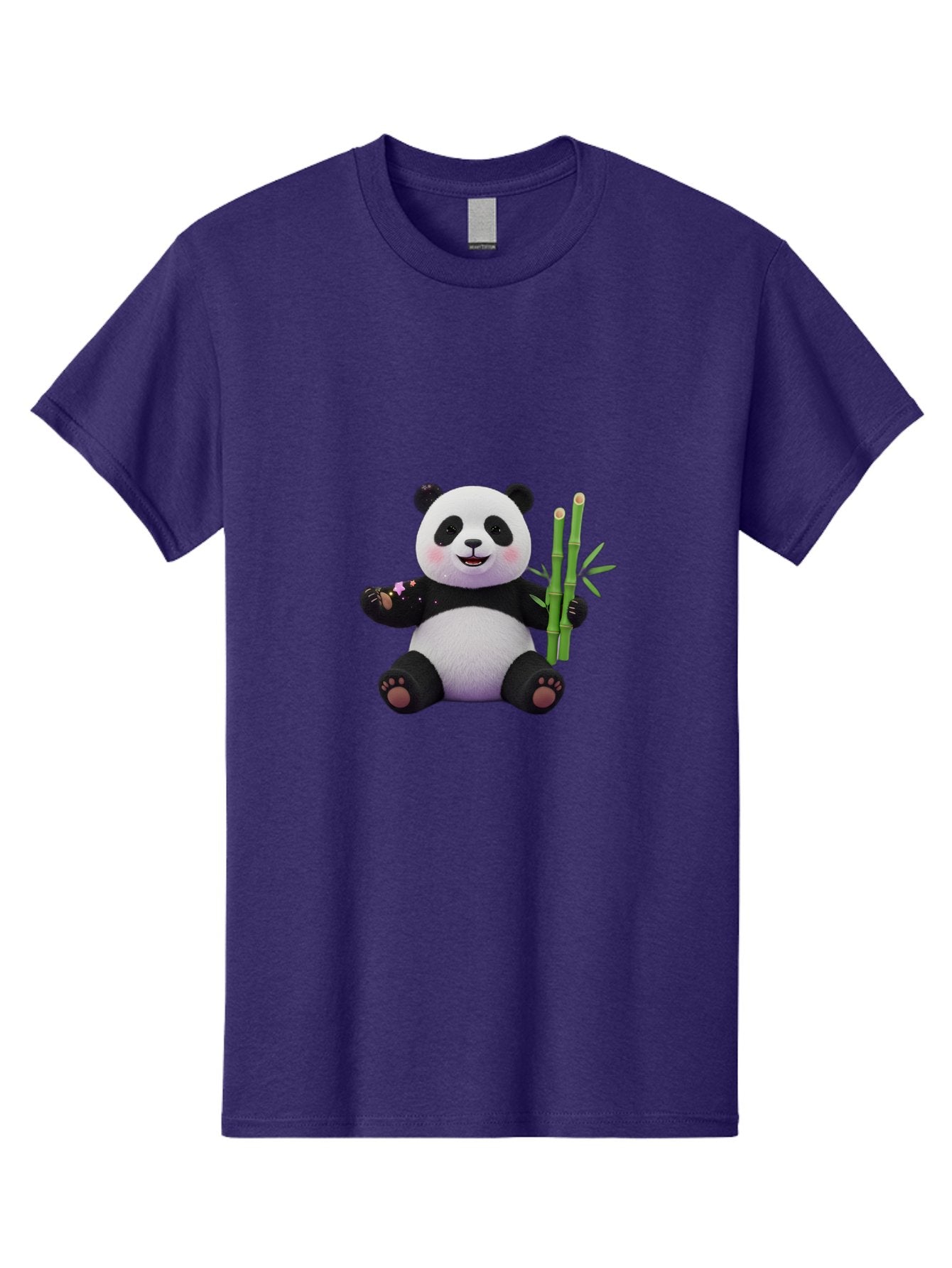Panda-With-Bamboo-1 Men'S Graphic Tee, 100% Cotton, Comfortable Casual Summer Wear, Machine Washable, Cartoon Panda, Adorable Bear, Black And White Fur, Cute Expression, Bamboo Shoots, Sushi Roll, Funny Character, Playful Design, Kawaii Style Bae606 13