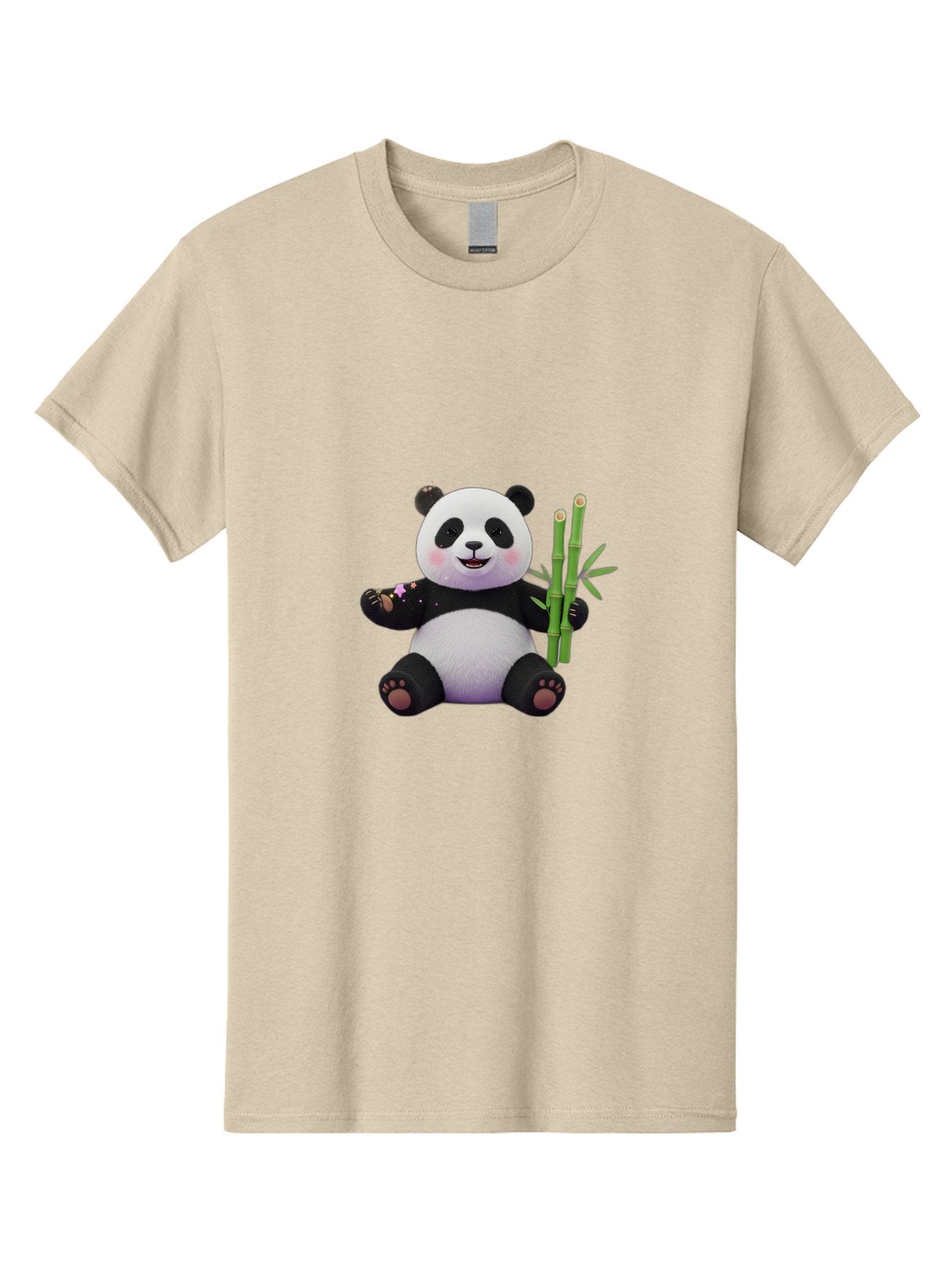 Panda-With-Bamboo-1 Men'S Graphic Tee, 100% Cotton, Comfortable Casual Summer Wear, Machine Washable, Cartoon Panda, Adorable Bear, Black And White Fur, Cute Expression, Bamboo Shoots, Sushi Roll, Funny Character, Playful Design, Kawaii Style Bae606 14