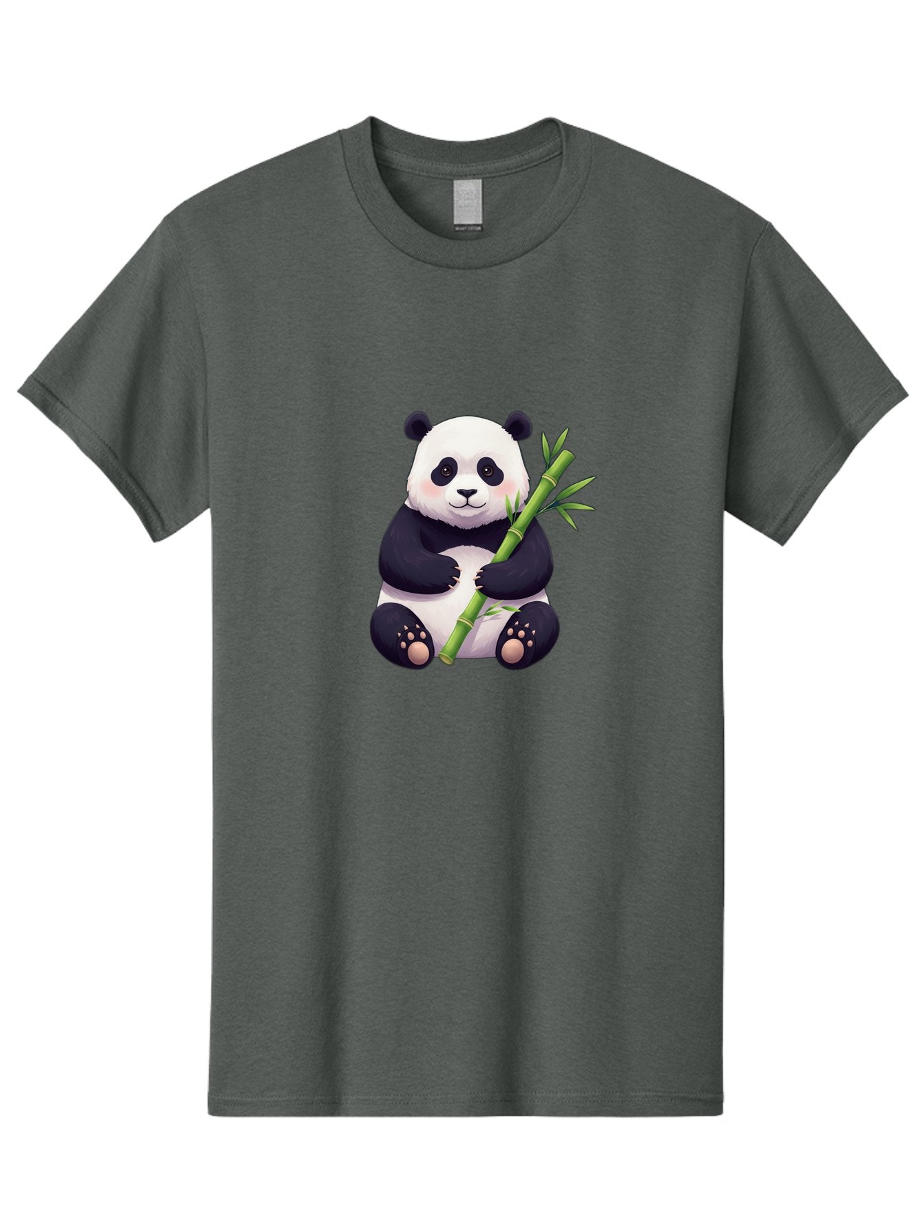 Panda-With-Bamboo Men'S Graphic Tee, 100% Cotton, Comfortable Casual Summer Wear, Machine Washable, Cartoon Panda, Giant Panda, Bamboo, Cute Animal, Black And White Fur, Adorable, Charming, Animal Lover, Wildlife, Conservation Bae607 5