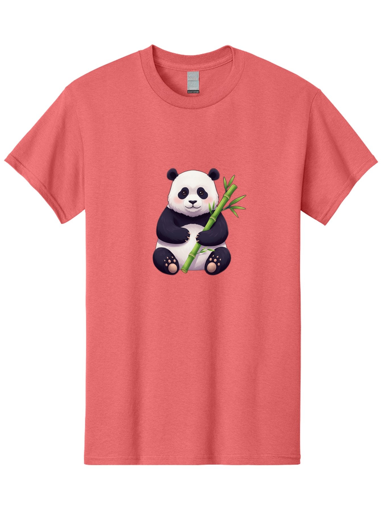 Panda-With-Bamboo Men'S Graphic Tee, 100% Cotton, Comfortable Casual Summer Wear, Machine Washable, Cartoon Panda, Giant Panda, Bamboo, Cute Animal, Black And White Fur, Adorable, Charming, Animal Lover, Wildlife, Conservation Bae607 6