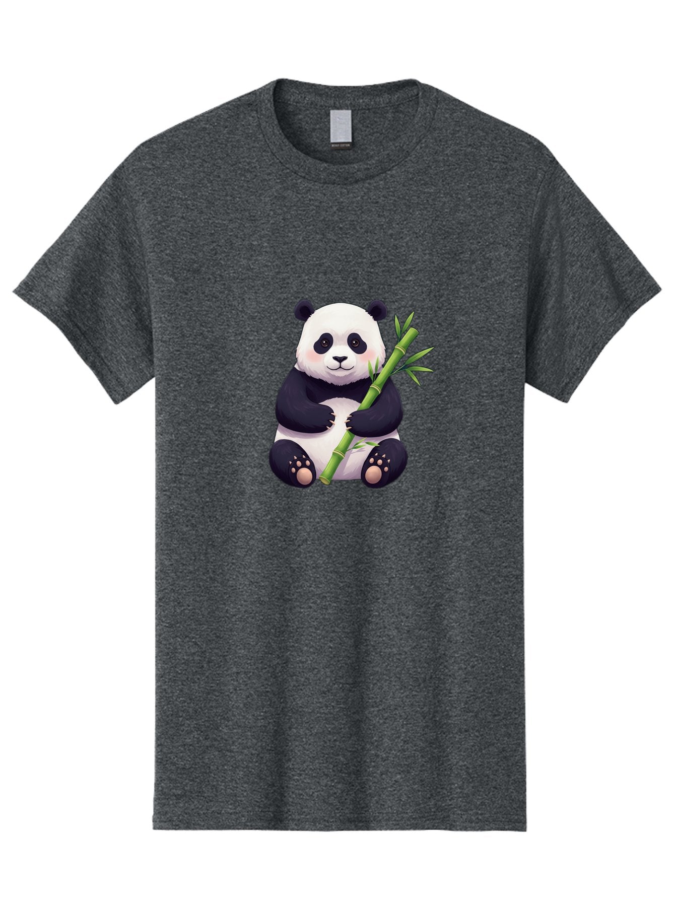 Panda-With-Bamboo Men'S Graphic Tee, 100% Cotton, Comfortable Casual Summer Wear, Machine Washable, Cartoon Panda, Giant Panda, Bamboo, Cute Animal, Black And White Fur, Adorable, Charming, Animal Lover, Wildlife, Conservation Bae607