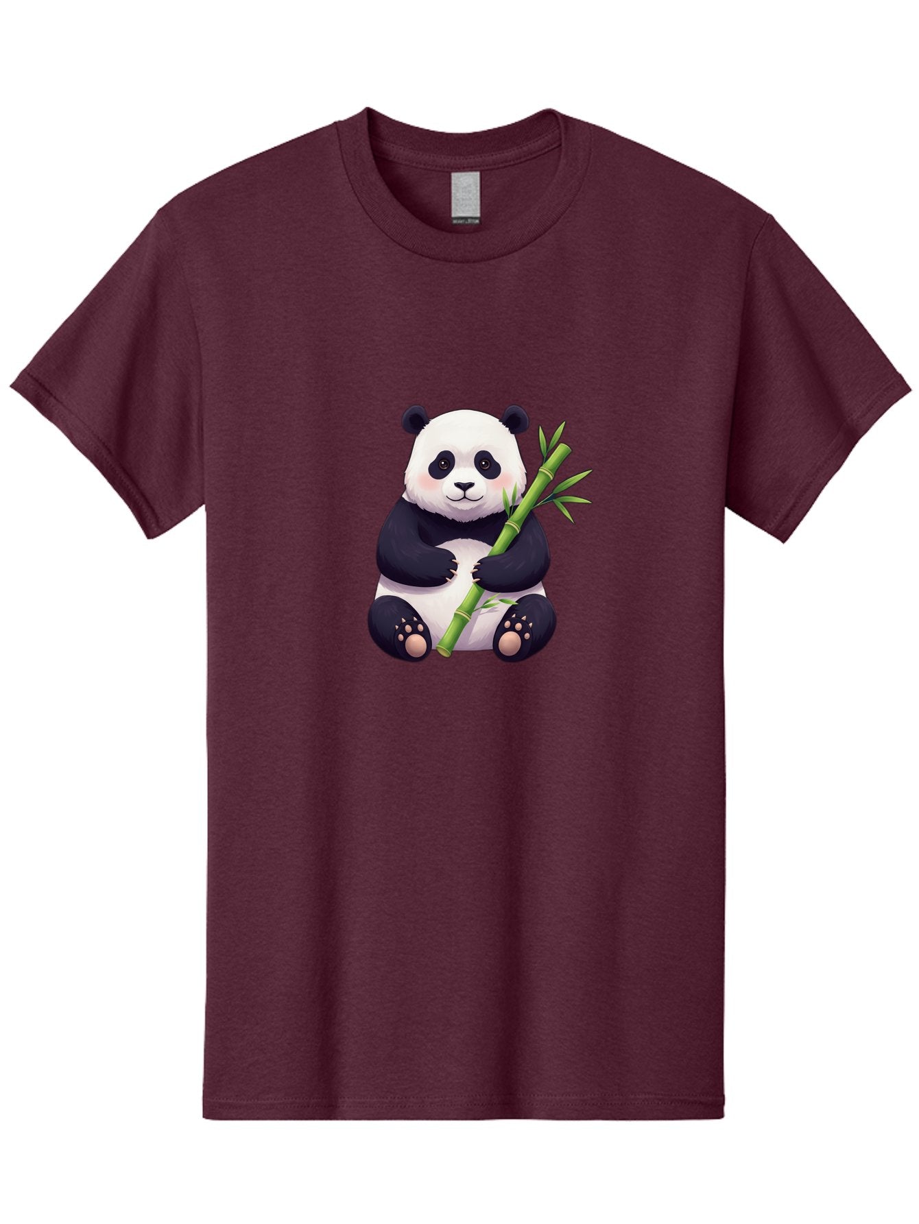 Panda-With-Bamboo Men'S Graphic Tee, 100% Cotton, Comfortable Casual Summer Wear, Machine Washable, Cartoon Panda, Giant Panda, Bamboo, Cute Animal, Black And White Fur, Adorable, Charming, Animal Lover, Wildlife, Conservation Bae607