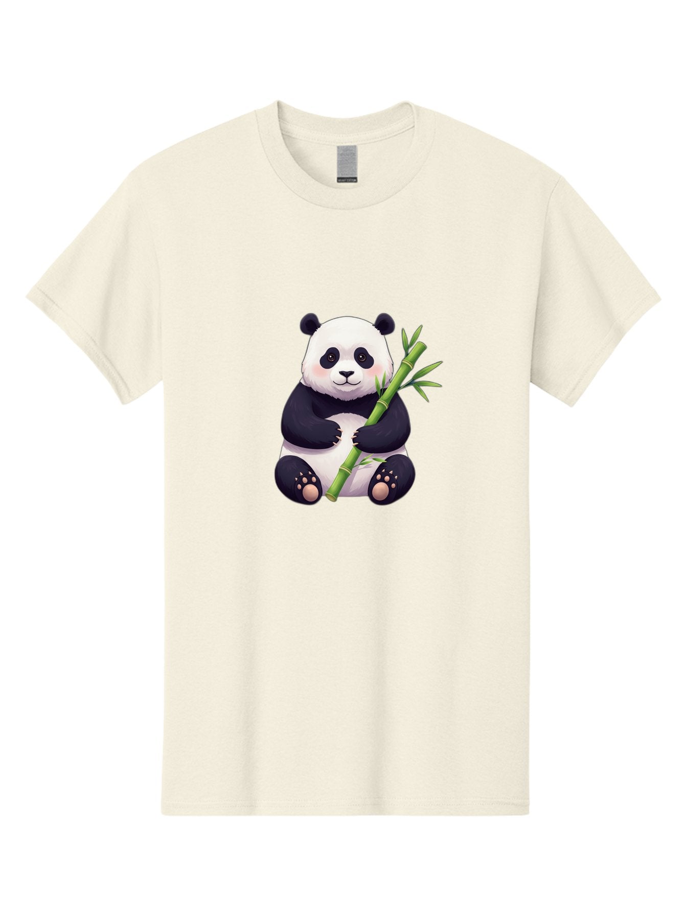 Panda-With-Bamboo Men'S Graphic Tee, 100% Cotton, Comfortable Casual Summer Wear, Machine Washable, Cartoon Panda, Giant Panda, Bamboo, Cute Animal, Black And White Fur, Adorable, Charming, Animal Lover, Wildlife, Conservation Bae607 7