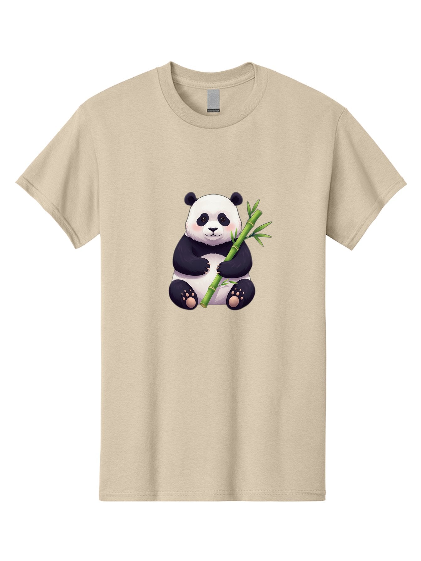 Panda-With-Bamboo Men'S Graphic Tee, 100% Cotton, Comfortable Casual Summer Wear, Machine Washable, Cartoon Panda, Giant Panda, Bamboo, Cute Animal, Black And White Fur, Adorable, Charming, Animal Lover, Wildlife, Conservation Bae607 8