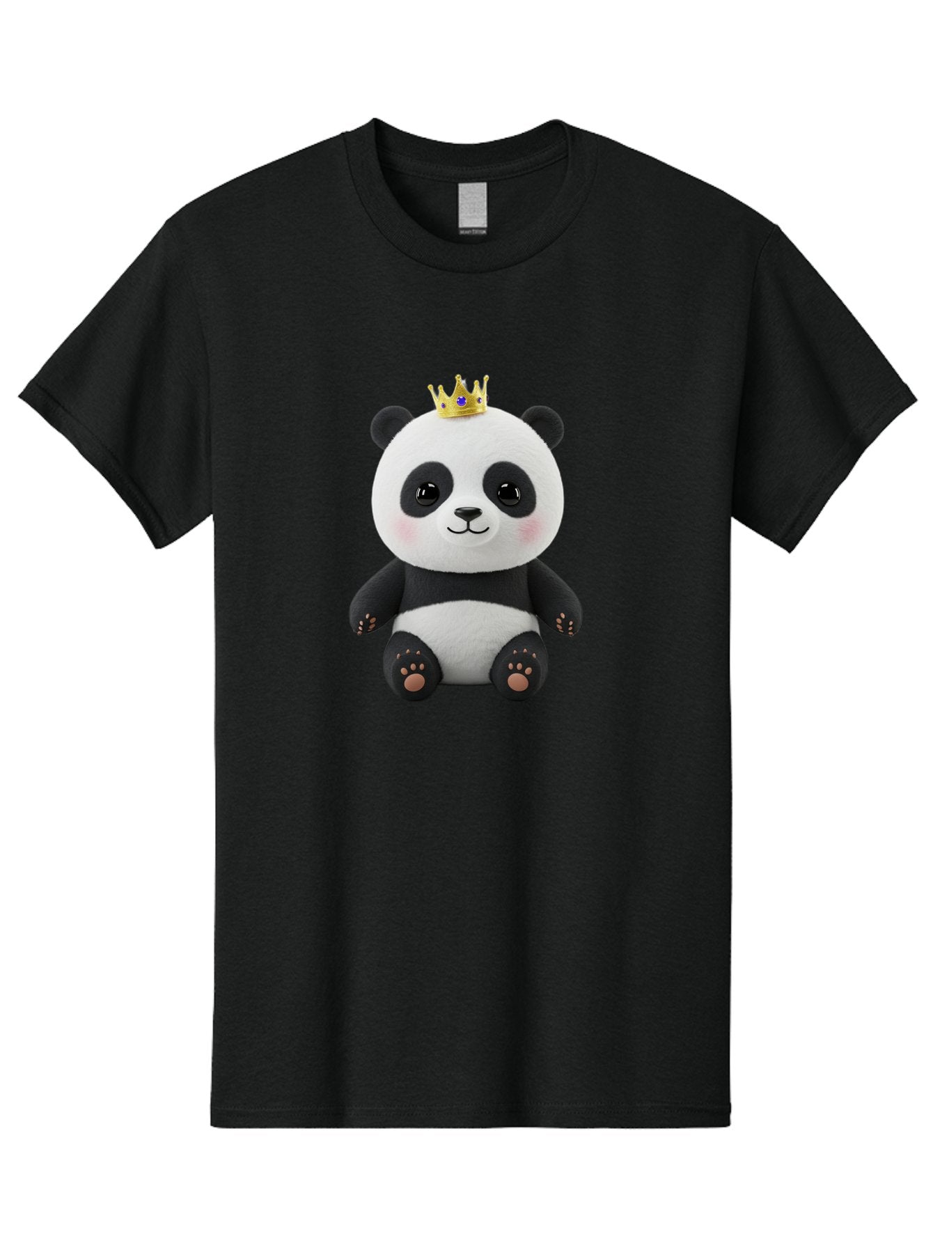 Panda-With-Crown-1 Men'S Graphic Tee, 100% Cotton, Comfortable Casual Summer Wear, Machine Washable, Cute Panda Bear, Plush Toy, Crown On Head, Adorable Face, Soft Toy, Black And White Panda, Crown Jewel, Royal Treatment, Baby Panda, Bae608 12