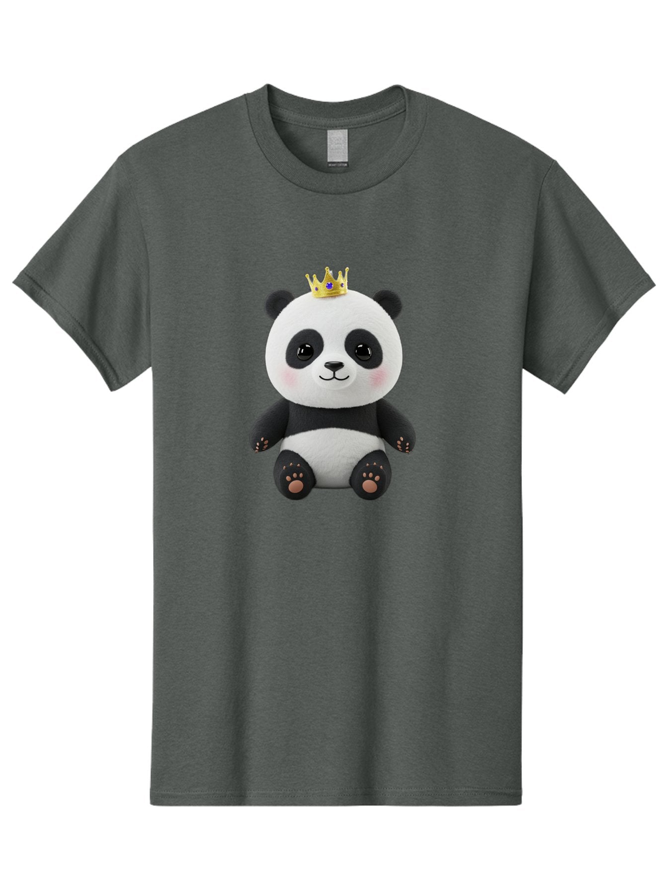 Panda-With-Crown-1 Men'S Graphic Tee, 100% Cotton, Comfortable Casual Summer Wear, Machine Washable, Cute Panda Bear, Plush Toy, Crown On Head, Adorable Face, Soft Toy, Black And White Panda, Crown Jewel, Royal Treatment, Baby Panda, Bae608