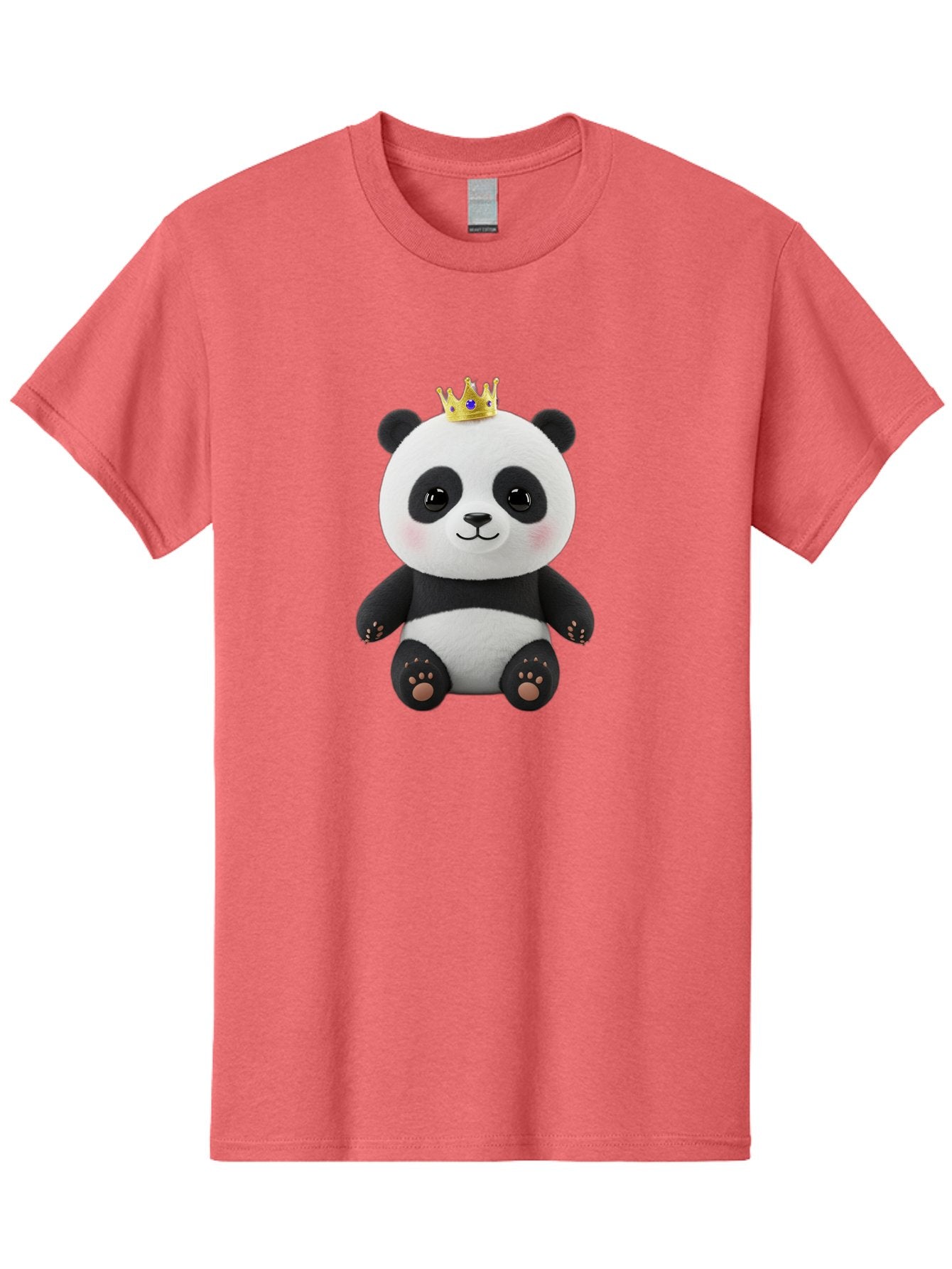 Panda-With-Crown-1 Men'S Graphic Tee, 100% Cotton, Comfortable Casual Summer Wear, Machine Washable, Cute Panda Bear, Plush Toy, Crown On Head, Adorable Face, Soft Toy, Black And White Panda, Crown Jewel, Royal Treatment, Baby Panda, Bae608 4