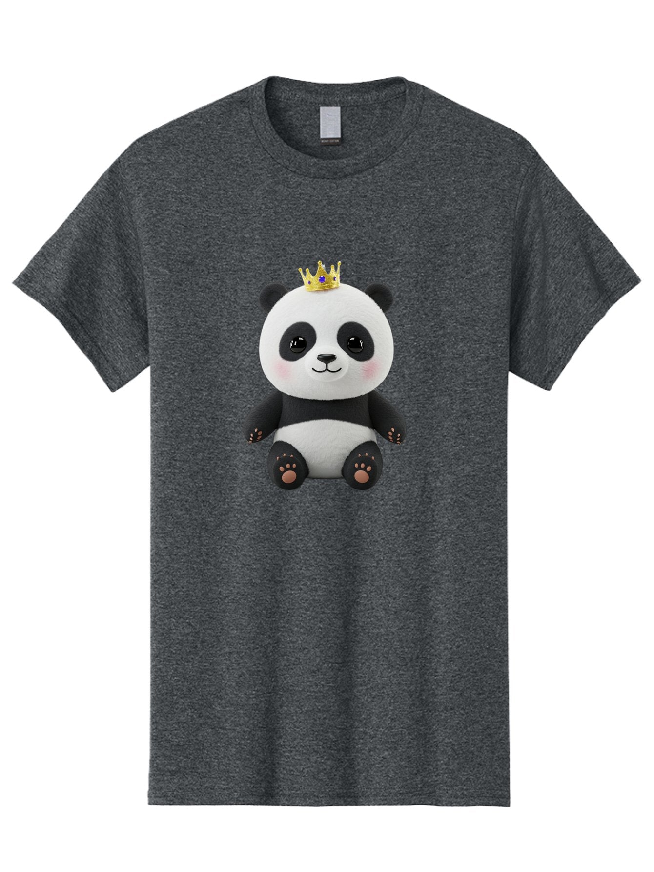 Panda-With-Crown-1 Men'S Graphic Tee, 100% Cotton, Comfortable Casual Summer Wear, Machine Washable, Cute Panda Bear, Plush Toy, Crown On Head, Adorable Face, Soft Toy, Black And White Panda, Crown Jewel, Royal Treatment, Baby Panda, Bae608 9