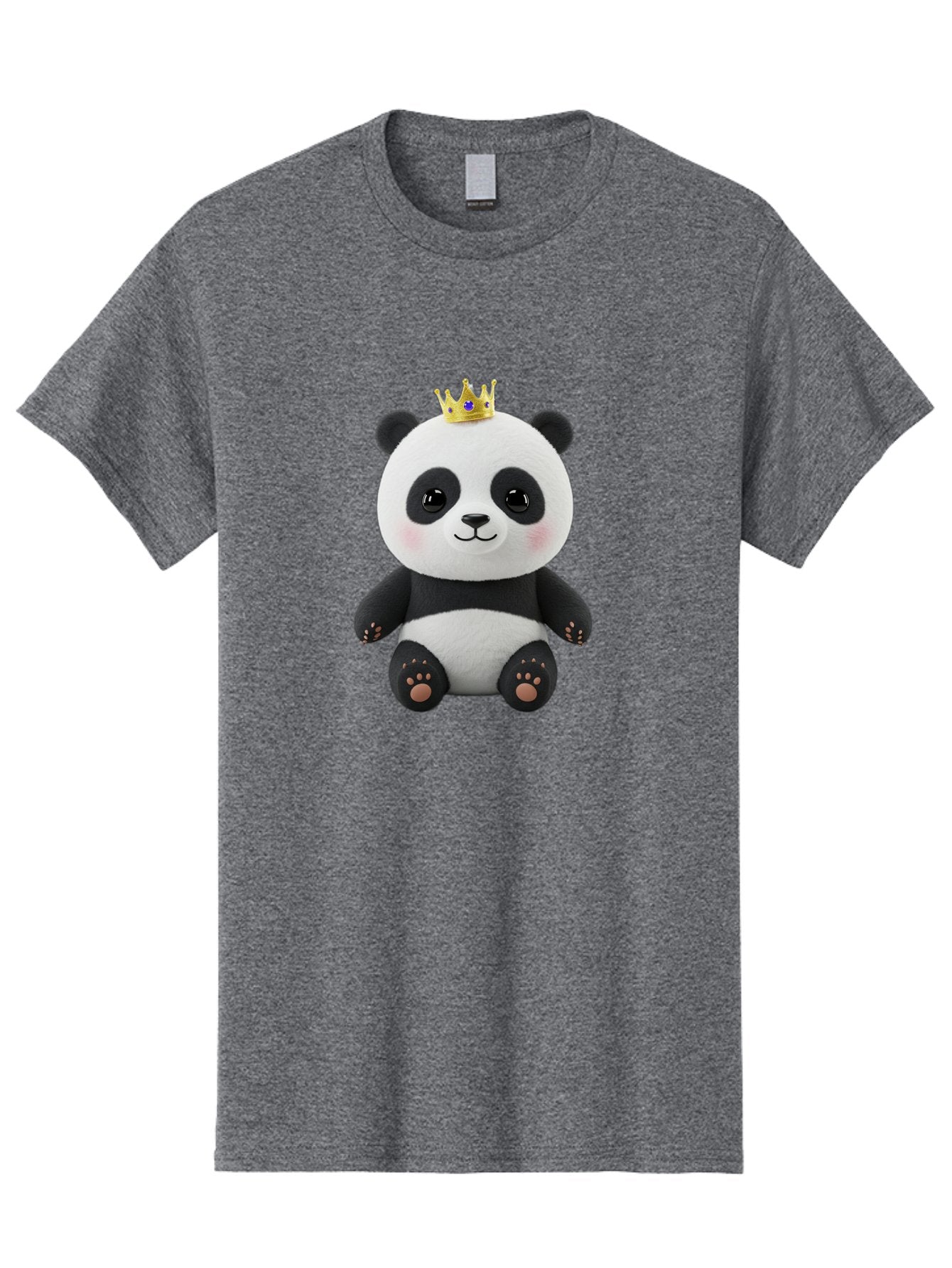Panda-With-Crown-1 Men'S Graphic Tee, 100% Cotton, Comfortable Casual Summer Wear, Machine Washable, Cute Panda Bear, Plush Toy, Crown On Head, Adorable Face, Soft Toy, Black And White Panda, Crown Jewel, Royal Treatment, Baby Panda, Bae608