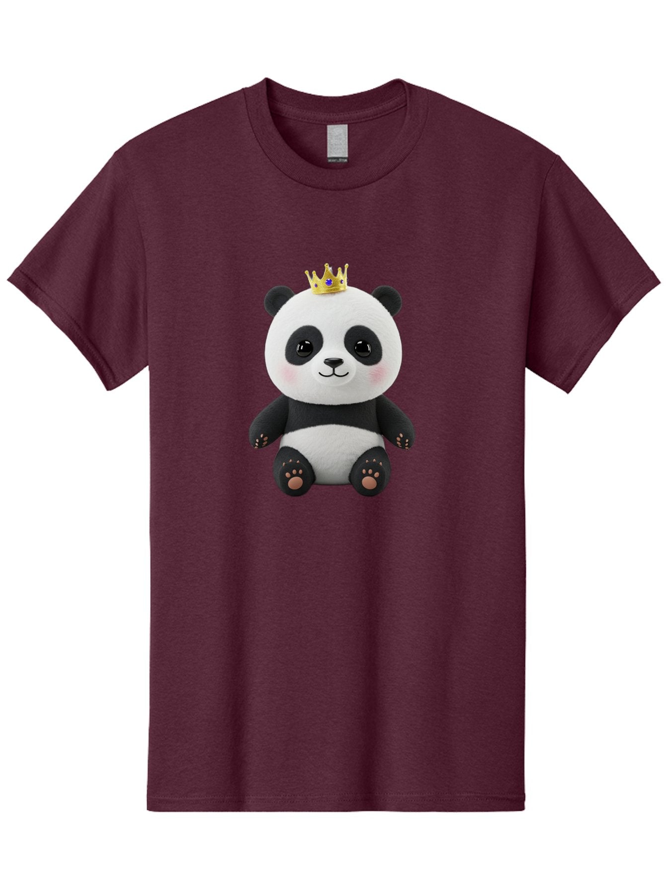 Panda-With-Crown-1 Men'S Graphic Tee, 100% Cotton, Comfortable Casual Summer Wear, Machine Washable, Cute Panda Bear, Plush Toy, Crown On Head, Adorable Face, Soft Toy, Black And White Panda, Crown Jewel, Royal Treatment, Baby Panda, Bae608 3