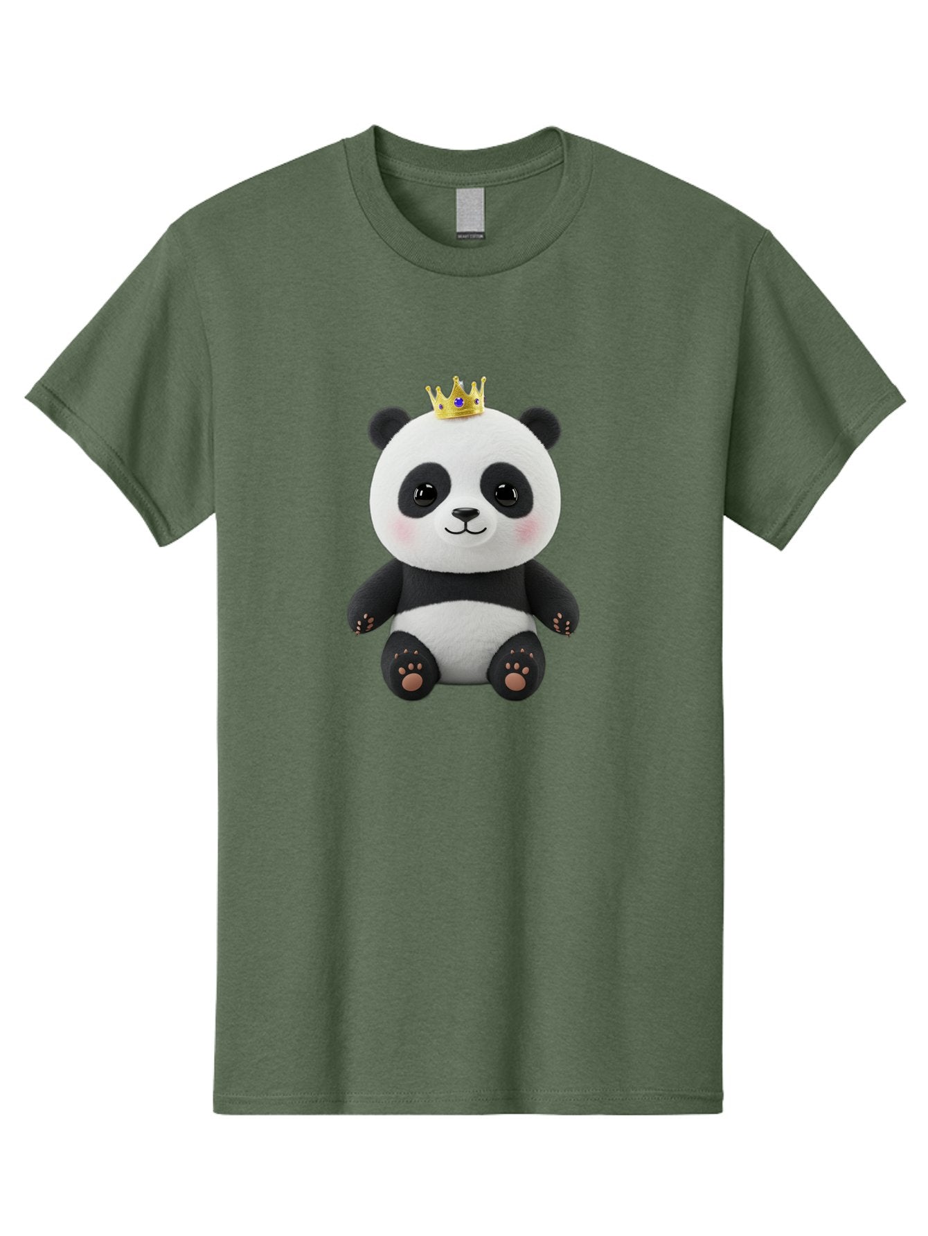 Panda-With-Crown-1 Men'S Graphic Tee, 100% Cotton, Comfortable Casual Summer Wear, Machine Washable, Cute Panda Bear, Plush Toy, Crown On Head, Adorable Face, Soft Toy, Black And White Panda, Crown Jewel, Royal Treatment, Baby Panda, Bae608 8