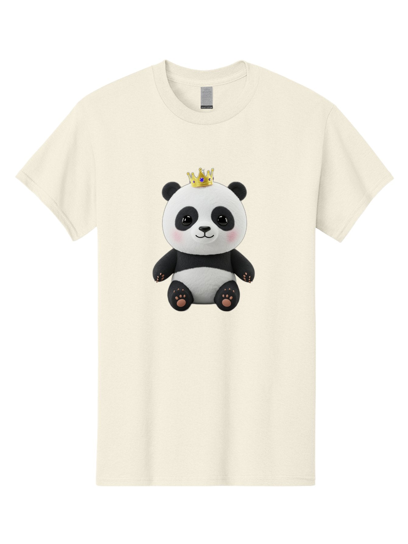 Panda-With-Crown-1 Men'S Graphic Tee, 100% Cotton, Comfortable Casual Summer Wear, Machine Washable, Cute Panda Bear, Plush Toy, Crown On Head, Adorable Face, Soft Toy, Black And White Panda, Crown Jewel, Royal Treatment, Baby Panda, Bae608 13
