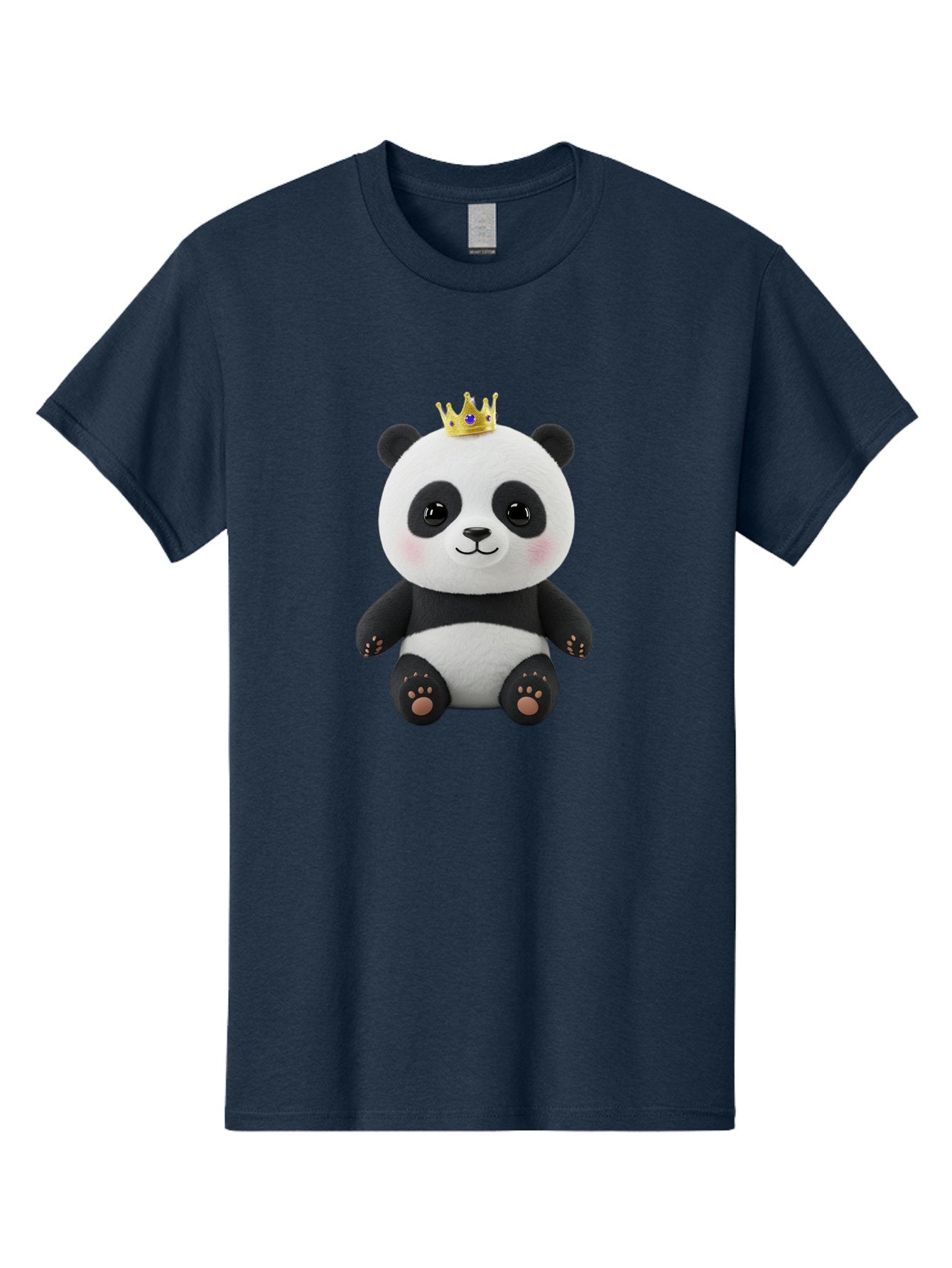 Panda-With-Crown-1 Men'S Graphic Tee, 100% Cotton, Comfortable Casual Summer Wear, Machine Washable, Cute Panda Bear, Plush Toy, Crown On Head, Adorable Face, Soft Toy, Black And White Panda, Crown Jewel, Royal Treatment, Baby Panda, Bae608 6