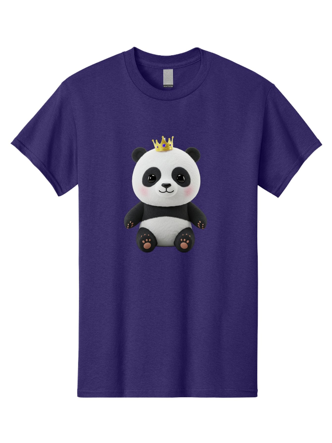 Panda-With-Crown-1 Men'S Graphic Tee, 100% Cotton, Comfortable Casual Summer Wear, Machine Washable, Cute Panda Bear, Plush Toy, Crown On Head, Adorable Face, Soft Toy, Black And White Panda, Crown Jewel, Royal Treatment, Baby Panda, Bae608 7