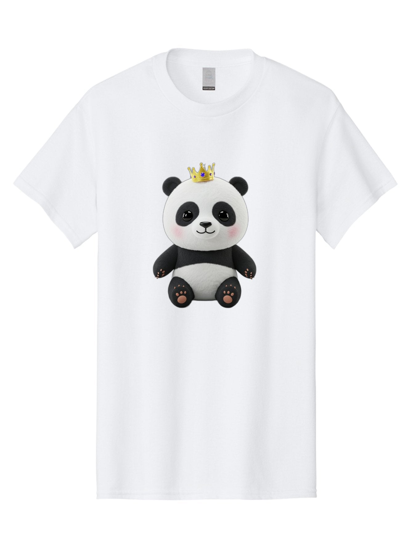 Panda-With-Crown-1 Men'S Graphic Tee, 100% Cotton, Comfortable Casual Summer Wear, Machine Washable, Cute Panda Bear, Plush Toy, Crown On Head, Adorable Face, Soft Toy, Black And White Panda, Crown Jewel, Royal Treatment, Baby Panda, Bae608 10