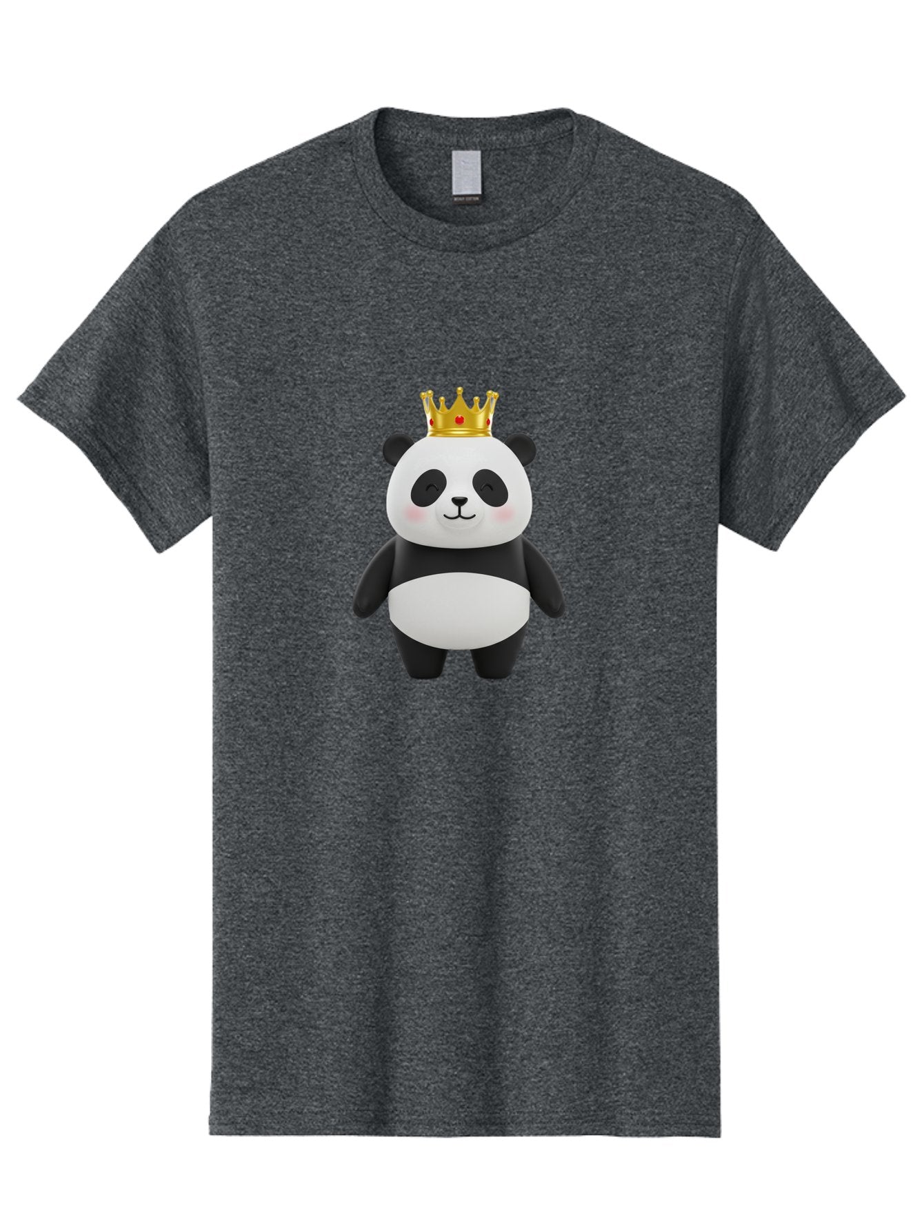 Panda-With-Crown-2 Men'S Graphic Tee, 100% Cotton, Comfortable Casual Summer Wear, Machine Washable, Cute Panda, Cartoon Panda, Panda Bear, Gold Crown, Royal Treatment, Kawaii Style, Adorable Animal, Smiling Face, Black And White Fur, Bae609 9