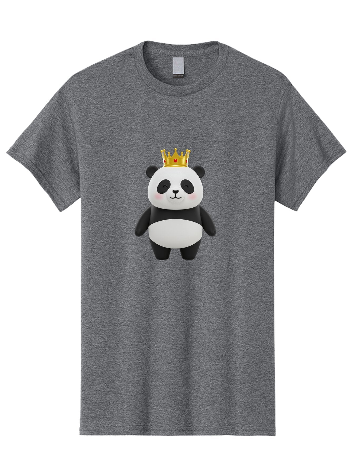 Panda-With-Crown-2 Men'S Graphic Tee, 100% Cotton, Comfortable Casual Summer Wear, Machine Washable, Cute Panda, Cartoon Panda, Panda Bear, Gold Crown, Royal Treatment, Kawaii Style, Adorable Animal, Smiling Face, Black And White Fur, Bae609 5